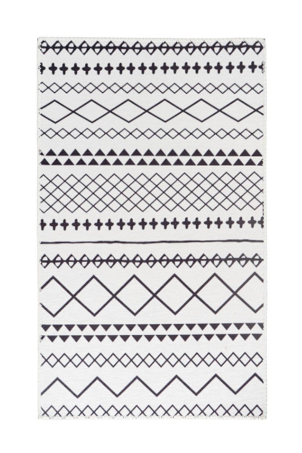 FLACHWEBETEPPICH MAYA 425 WEIß / SCHWARZ - Weiss/Schwarz, Basics, Textil (200/290cm) - Kayoom