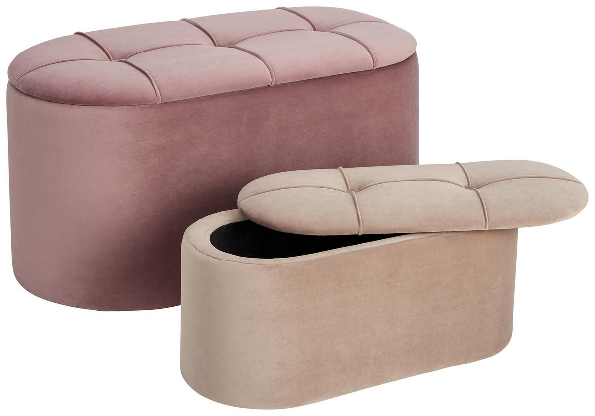 Sitzbank aus Samt, 2er Set - Flieder, Romantik / Landhaus, Holz/Textil (80/60/42/30/40/28cm) - Zandiara