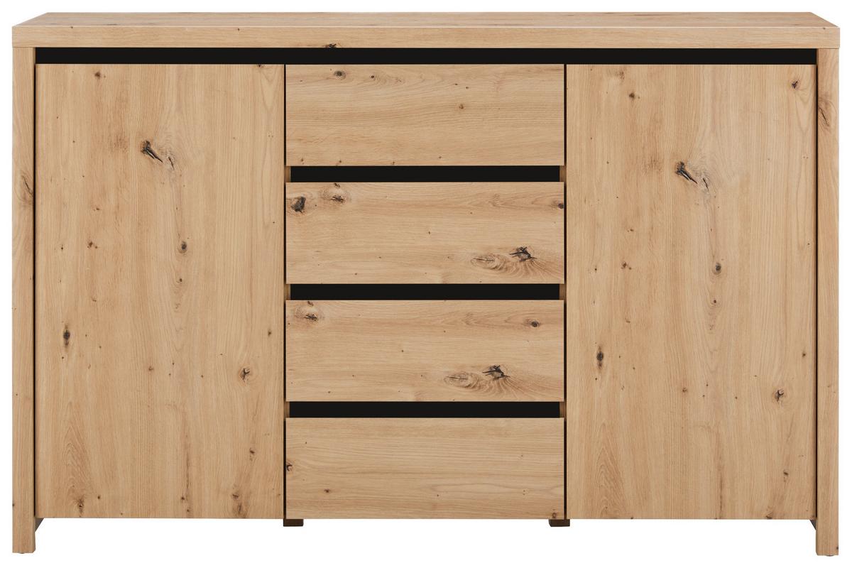 Sideboard Larios in Eichefarben - Schwarz/Eiche Artisan, MODERN, Holzwerkstoff (143/91/40cm) - Mömax