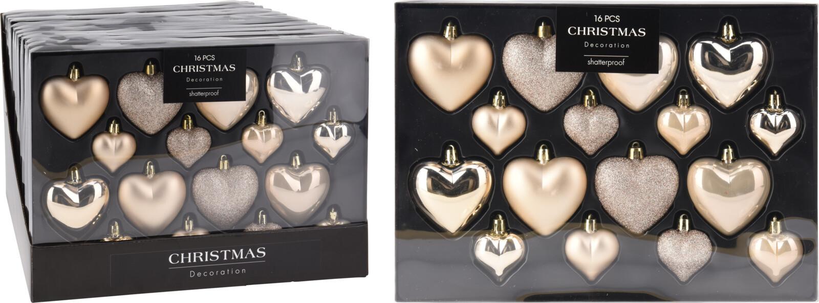 Set Kuglica Za Bor 16/1 Heart - krem, Konvencionalno, plastika (8cm)