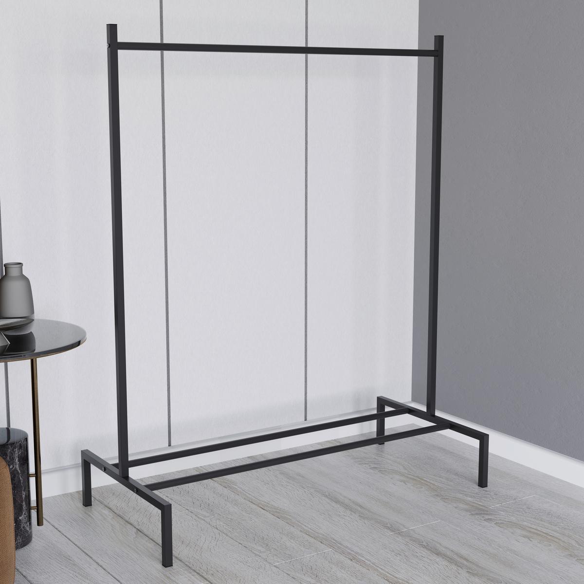 Kleiderständer Labol S ca. 103x132x52 cm Schwarz - Schwarz, Design, Metall (103/132/52cm) - MID.YOU