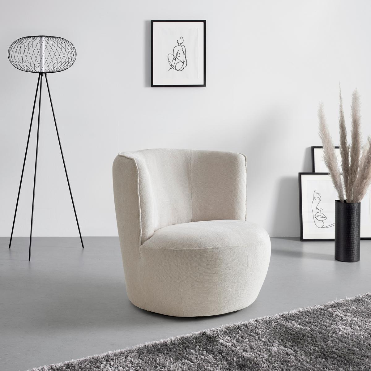 Sessel Jasima in Beige drehbar - Beige/Schwarz, Modern, Textil/Metall (77/81/85cm) - Premium Living