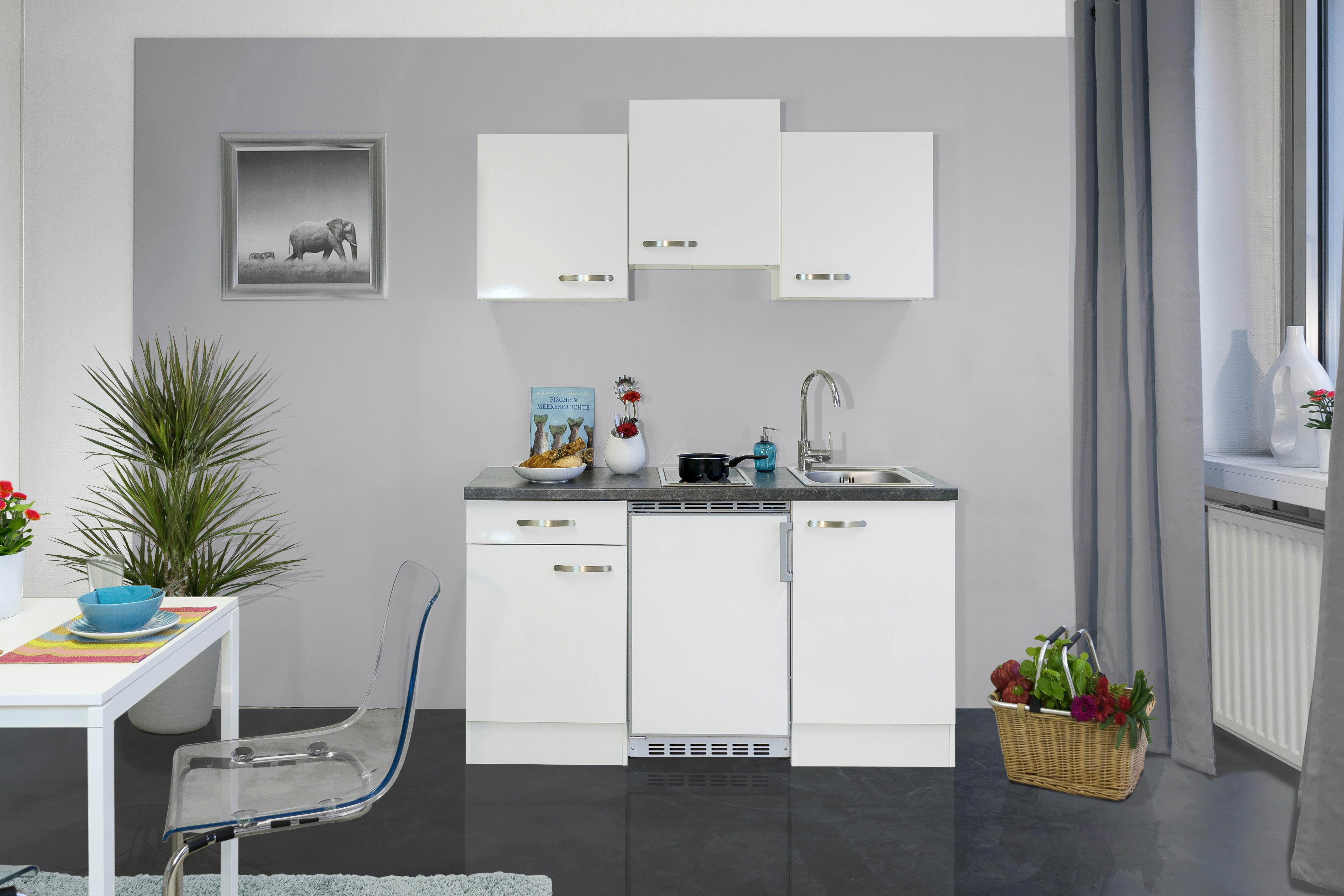 Majhna Kuhinja Z Aparati Alba, Bela - barve nerjavečega jekla/bela, Moderno, kovina/leseni material (150,5cm) - FlexWell