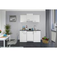 Miniküche in Weiß/Schieferfarben - Schieferfarben/Edelstahlfarben, MODERN, Holzwerkstoff/Metall (150,5cm) - FlexWell