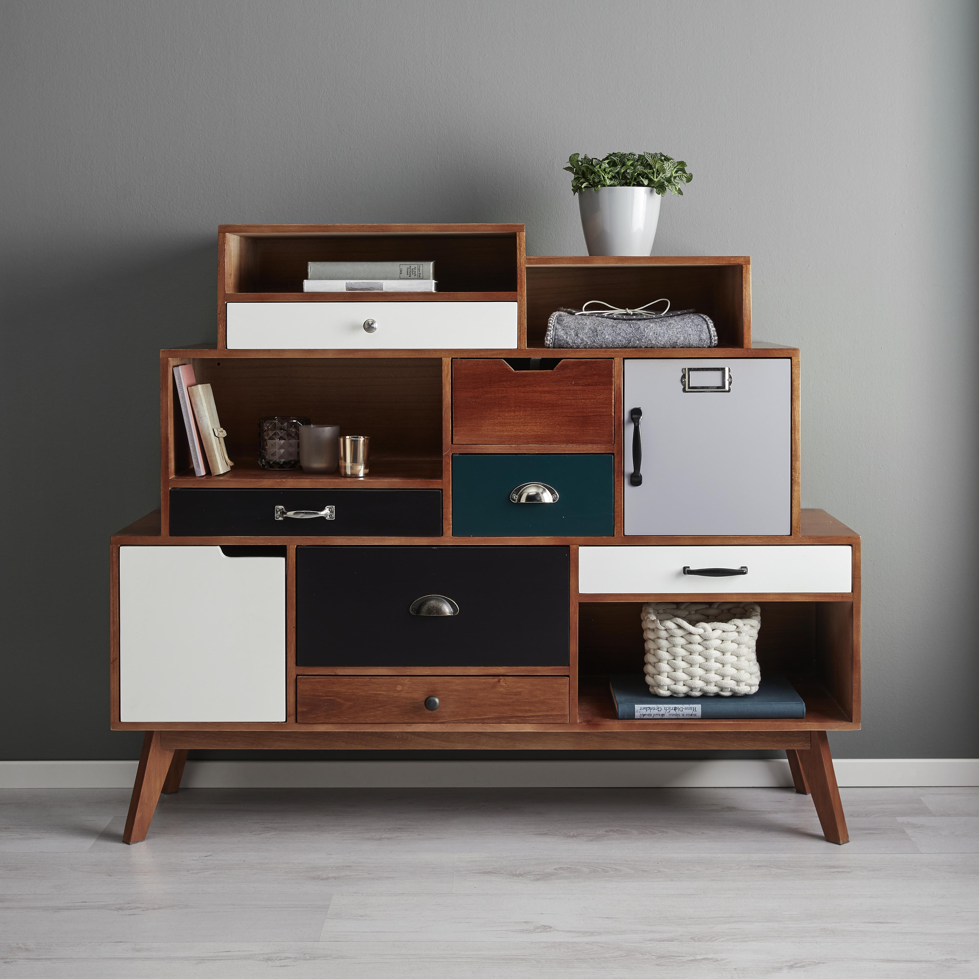 SIDEBOARD in Mulitcolor 'Heather' - Multicolor, MODERN, Holz (125/105/35cm) - Bessagi Home