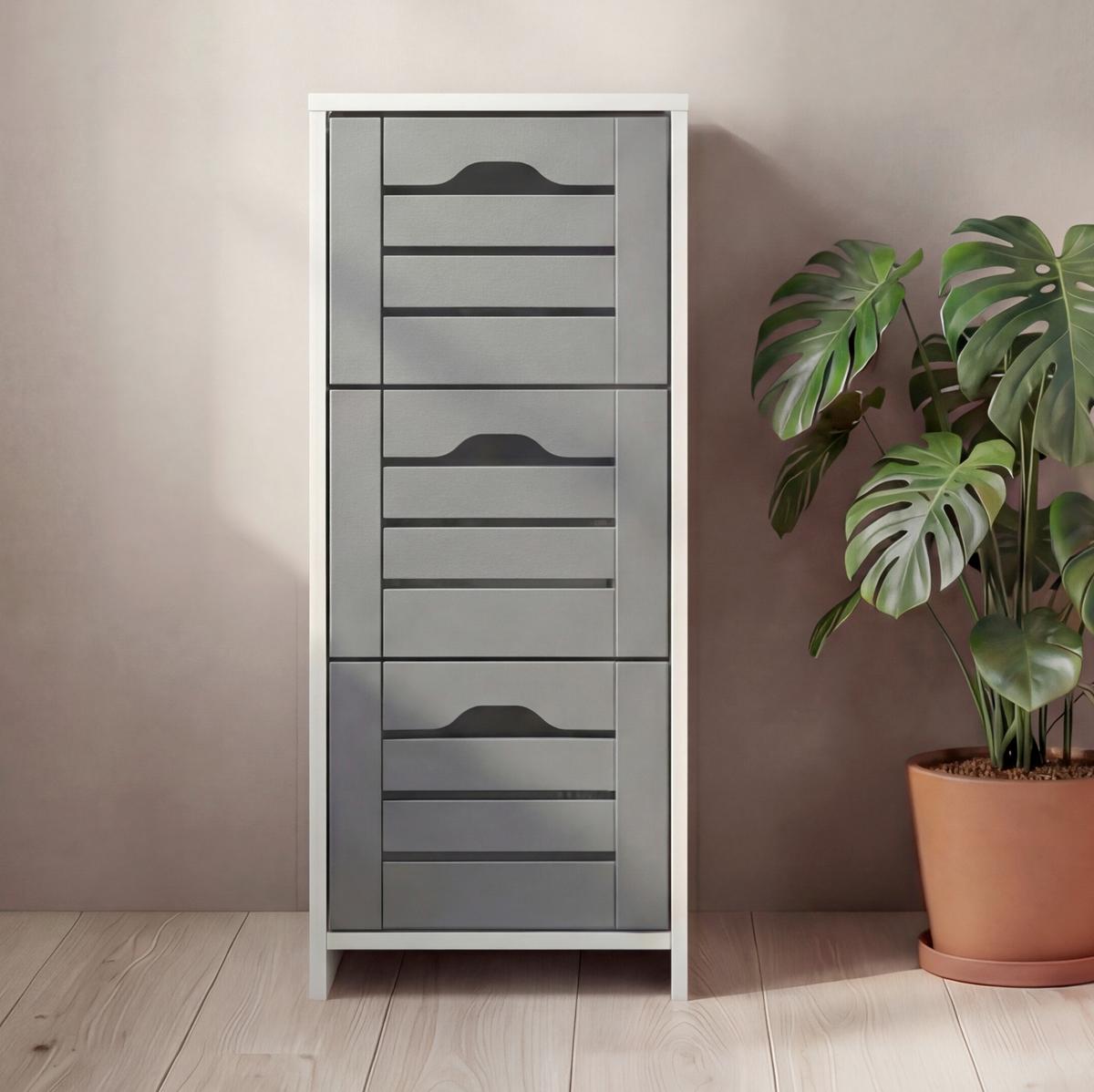 Midischrank Flonali - Weiss/Anthrazit, Trend, Holzwerkstoff (38/76/28cm) - MID.YOU