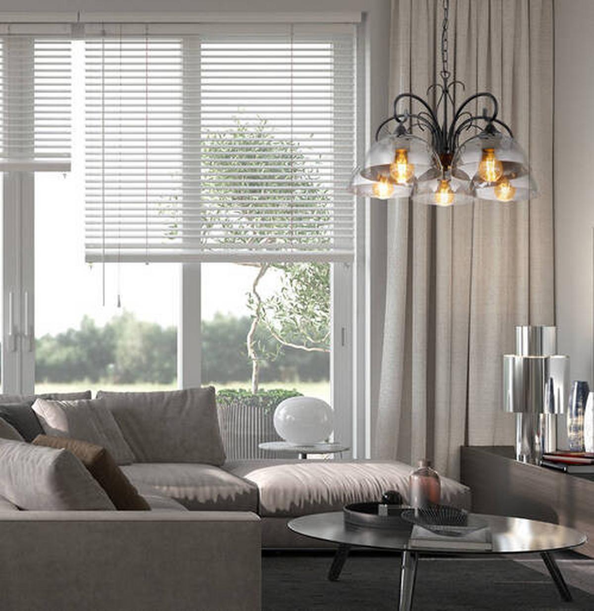 Hängeleuchte Cottage Schwarz max. 40 Watt - Schwarz, KONVENTIONELL, Glas/Metall (56/120cm) - Globo