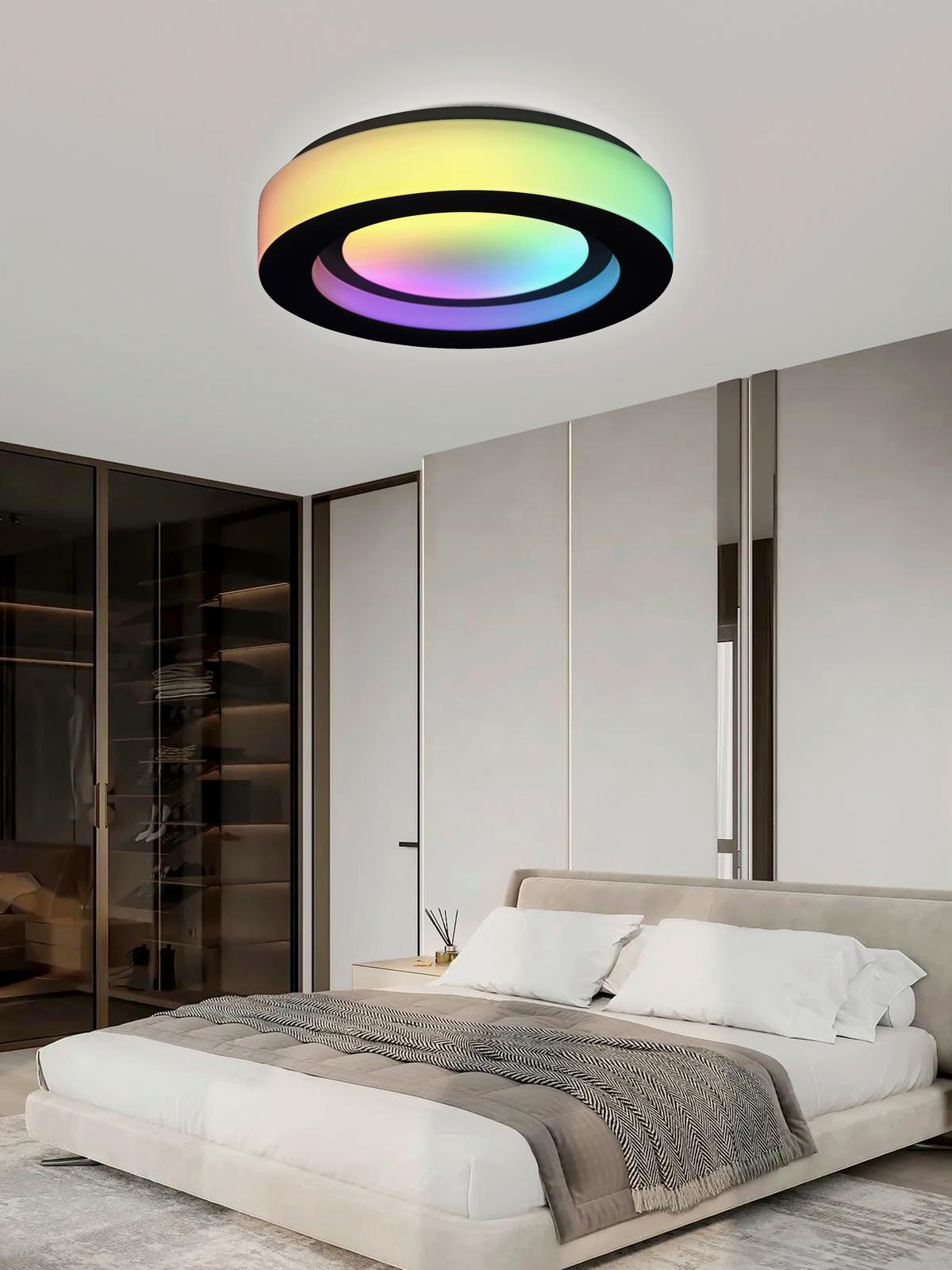 LAMPA SUFITOWA LED SEMRA - czarny, Modern, tworzywo sztuczne/metal (50/8cm) - Bessagi Home