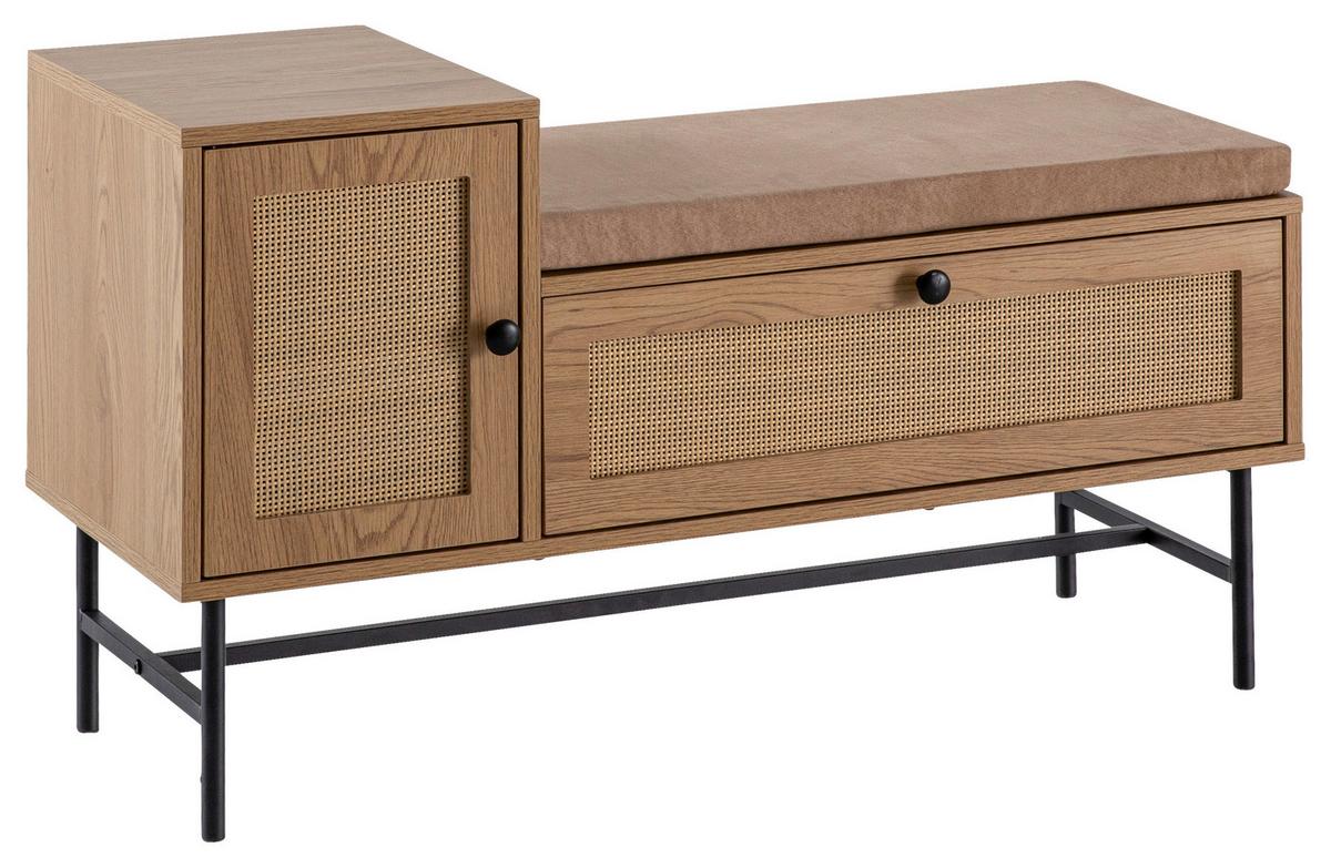 Garderobna Klop Sonoma, Videz Hrasta - črna/barve hrasta, Design, kovina/tekstil (100/60/38cm) - MID.YOU