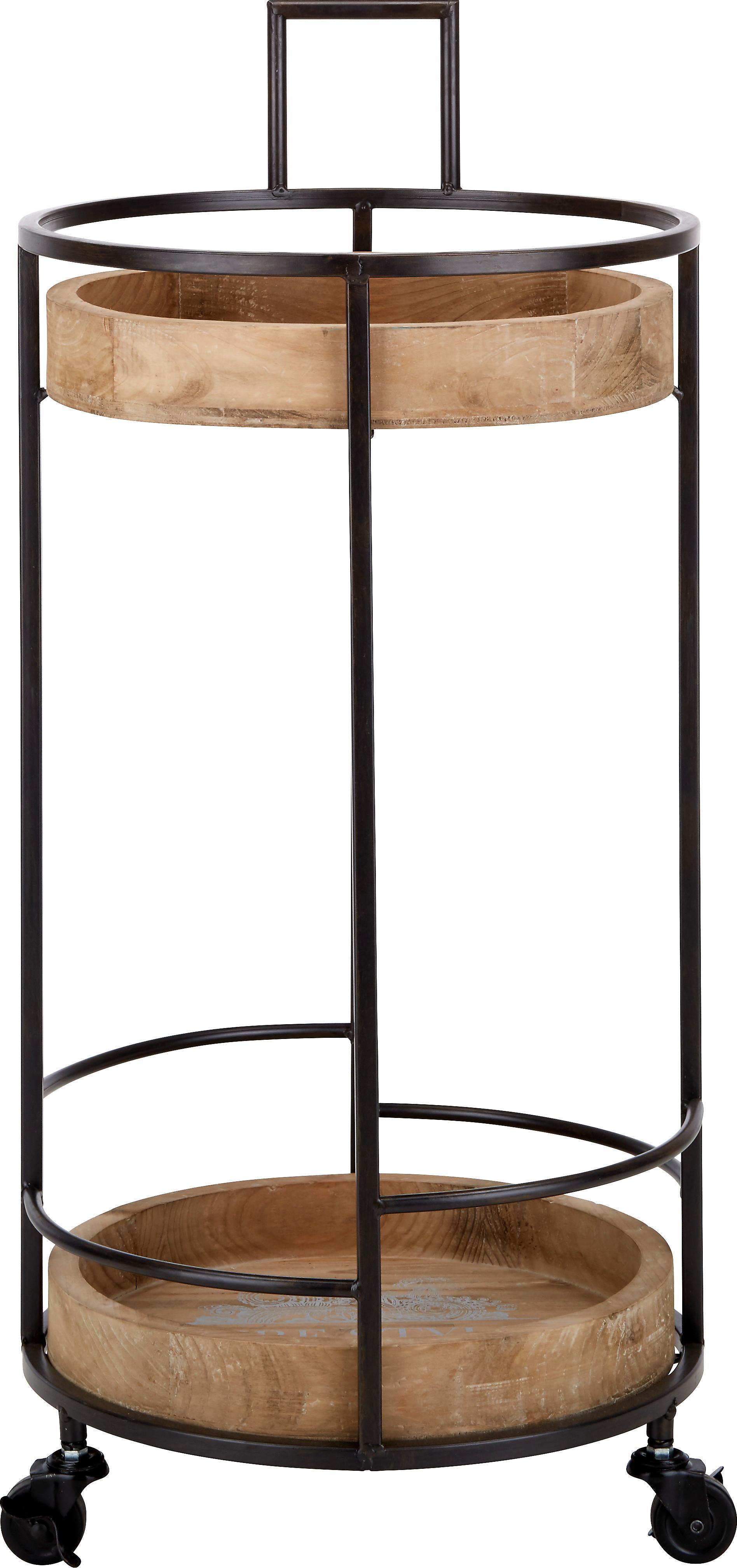 Servierwagen in Schwarz/Naturfarben - Schwarz/Naturfarben, Lifestyle, Holz/Metall (40,5/89cm) - Premium Living