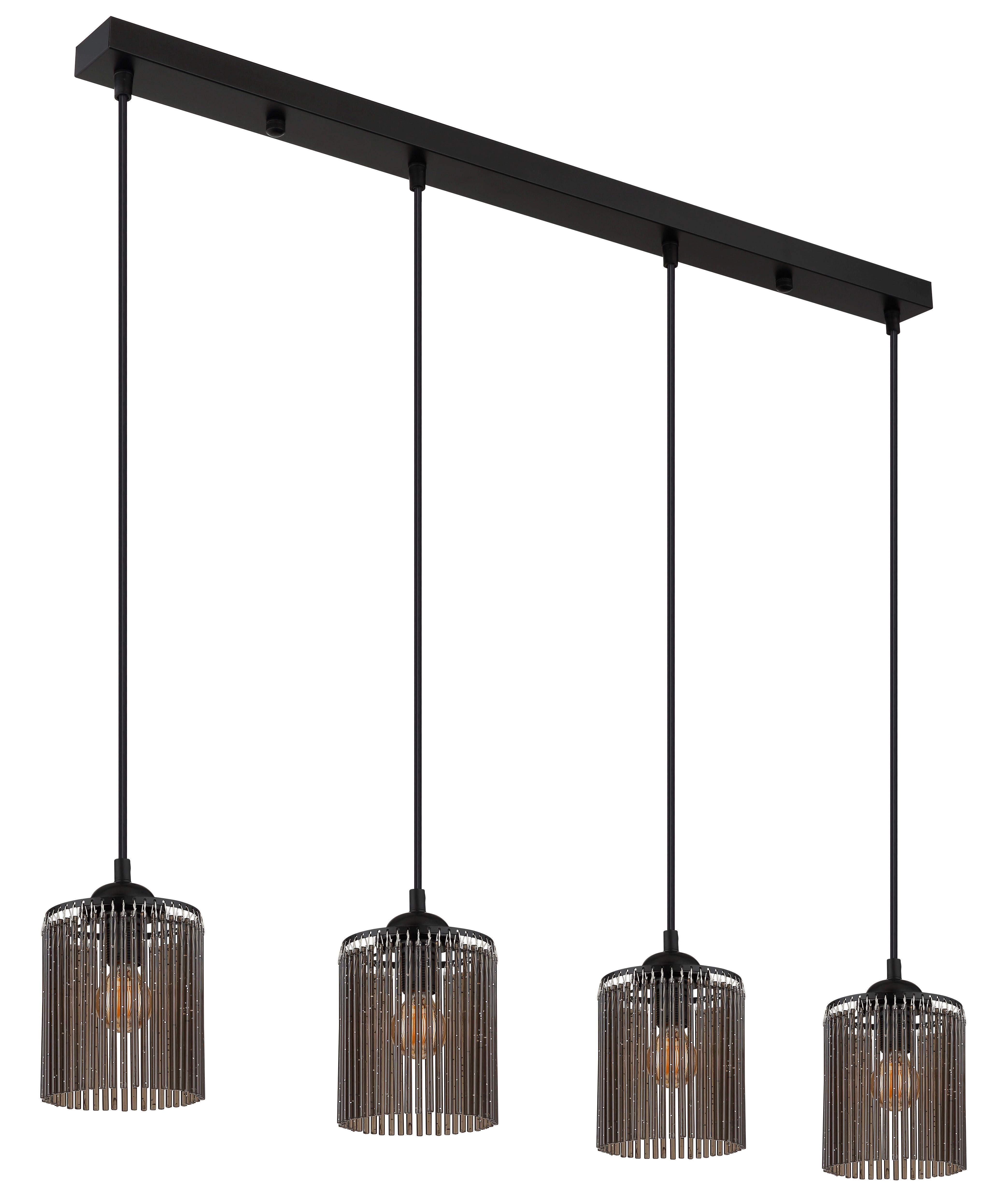 HÄNGELEUCHTE 33080408 LEEDS - Schwarz/Grau, Design, Kunststoff/Metall (87/12/133cm) - Globo