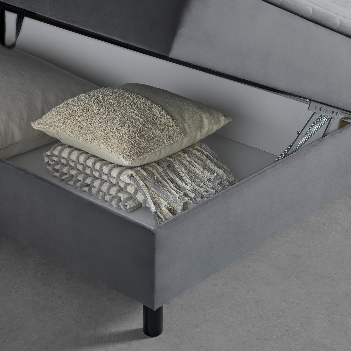 Boxbett Roma ca. 180x200 cm Grau mit Topper - Schwarz/Grau, MODERN, Holz/Textil (180/200cm) - Bessagi Home