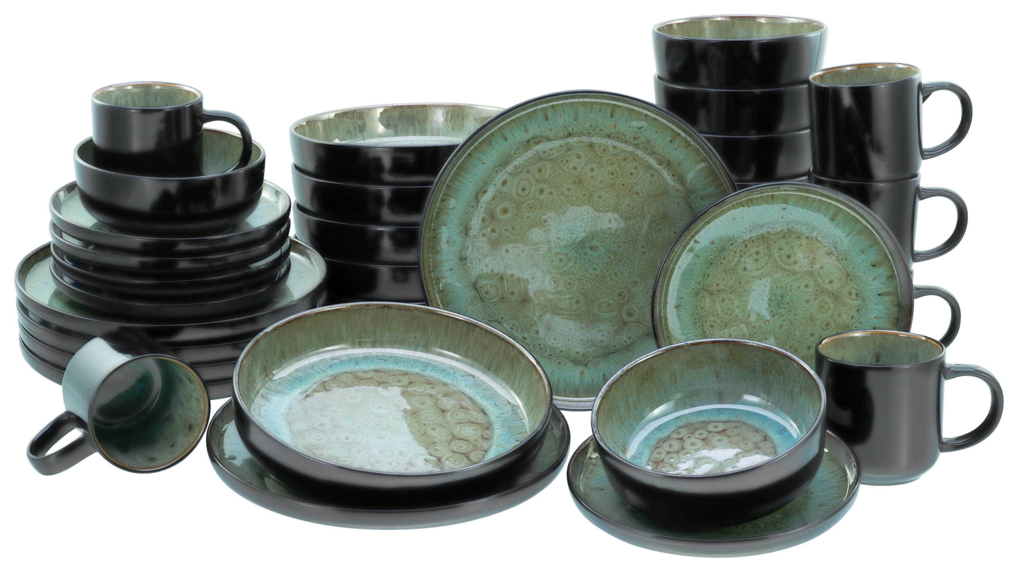 Kombiservice Nordic Fjord Grün, 30-teilig - Grün, Trend, Keramik - Creatable