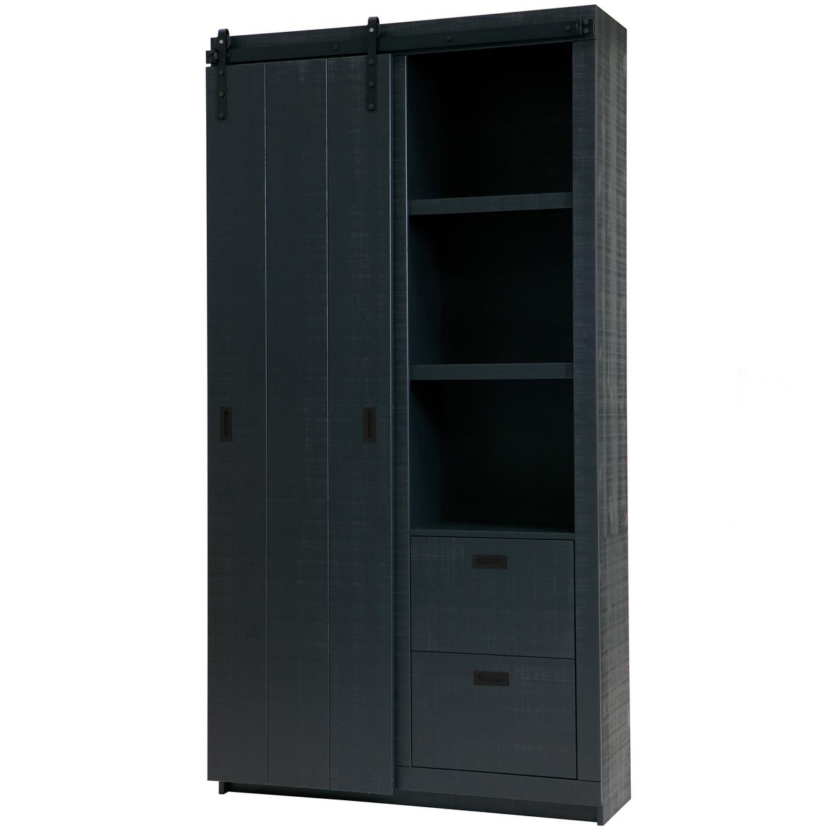Mehrzweckschrank Slide Barn Schwarz - Schwarz, Design, Holz/Metall (122/230/37cm) - Livetastic