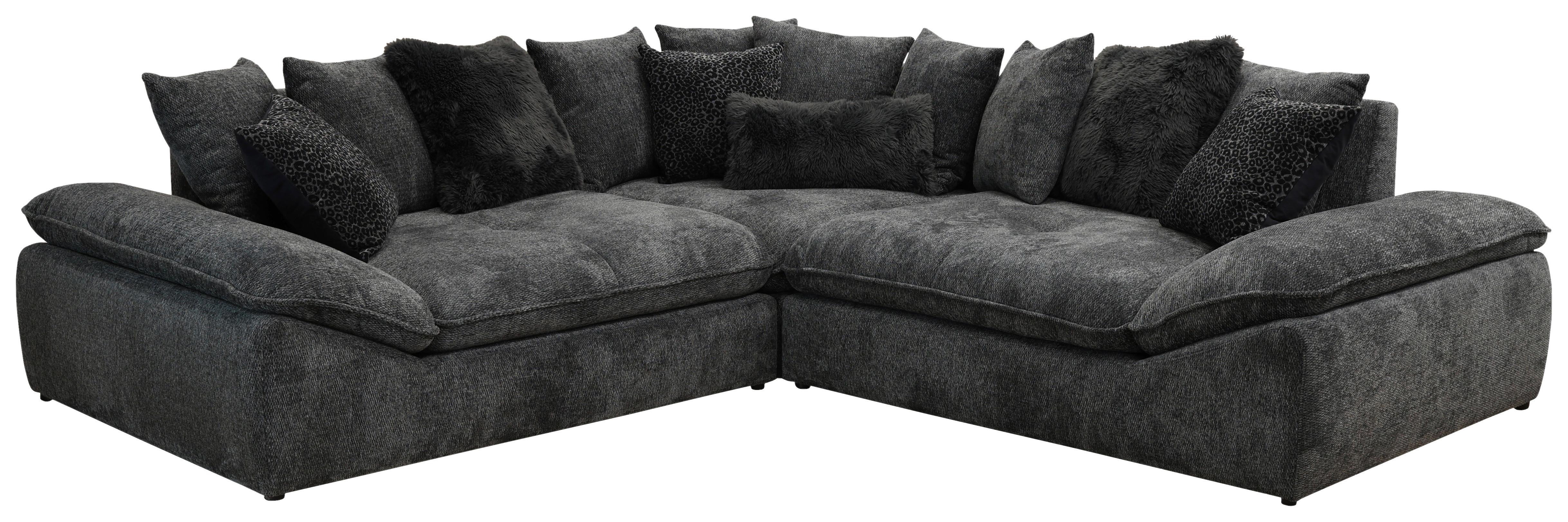 Kutna Garnitura Diun - siva/crna, Trend, tekstil (278/278cm) - Luca Bessoni