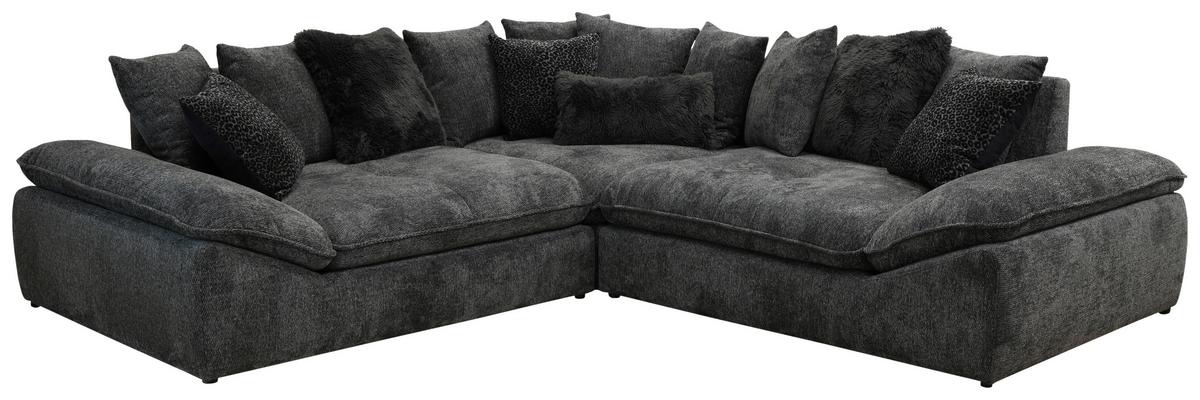 Kutna Garnitura Diun - siva/crna, Trend, tekstil (278/278cm) - Luca Bessoni