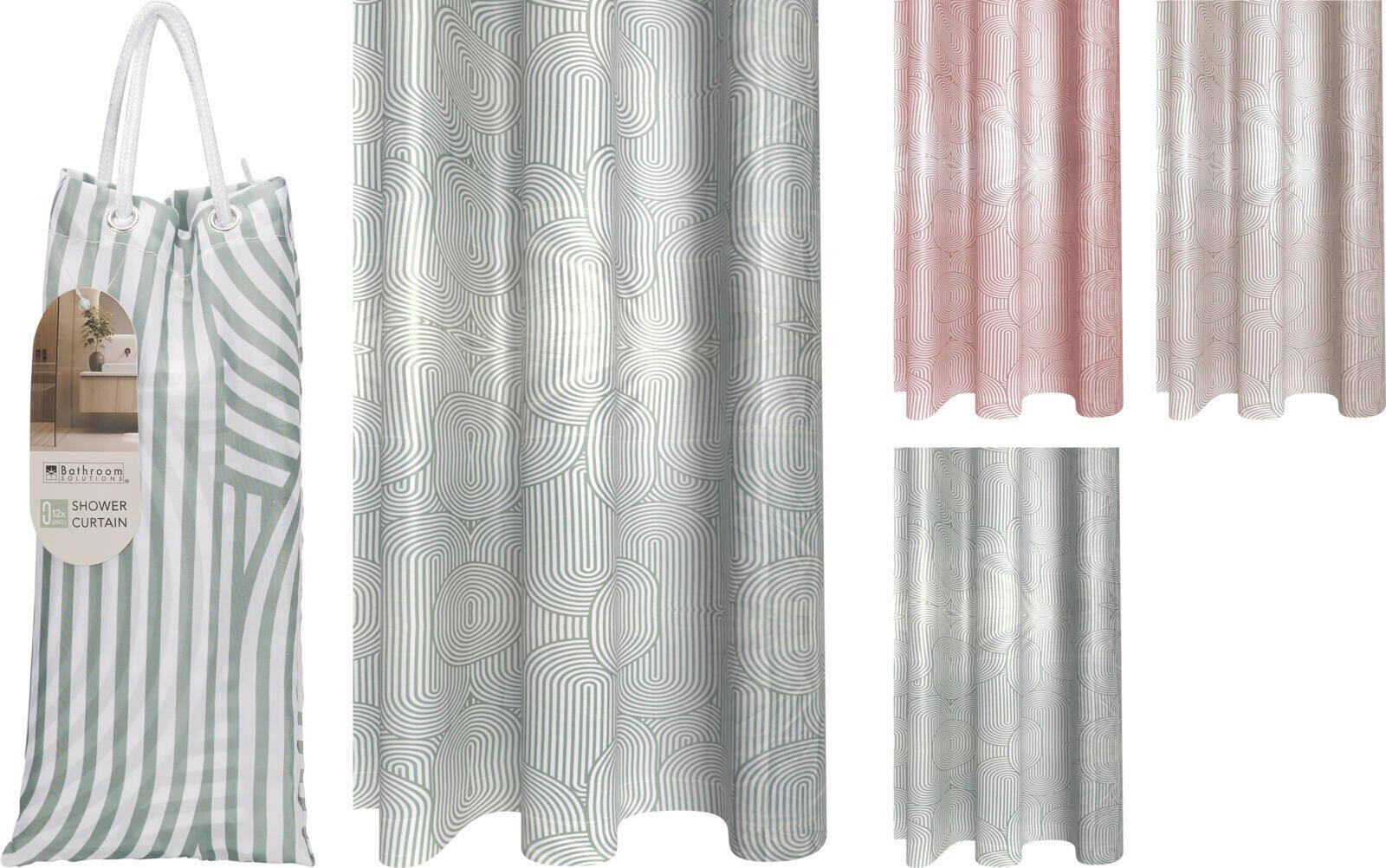 Zuhanyfüggöny 180/180 - pink/homokszínű, textil (180cm)