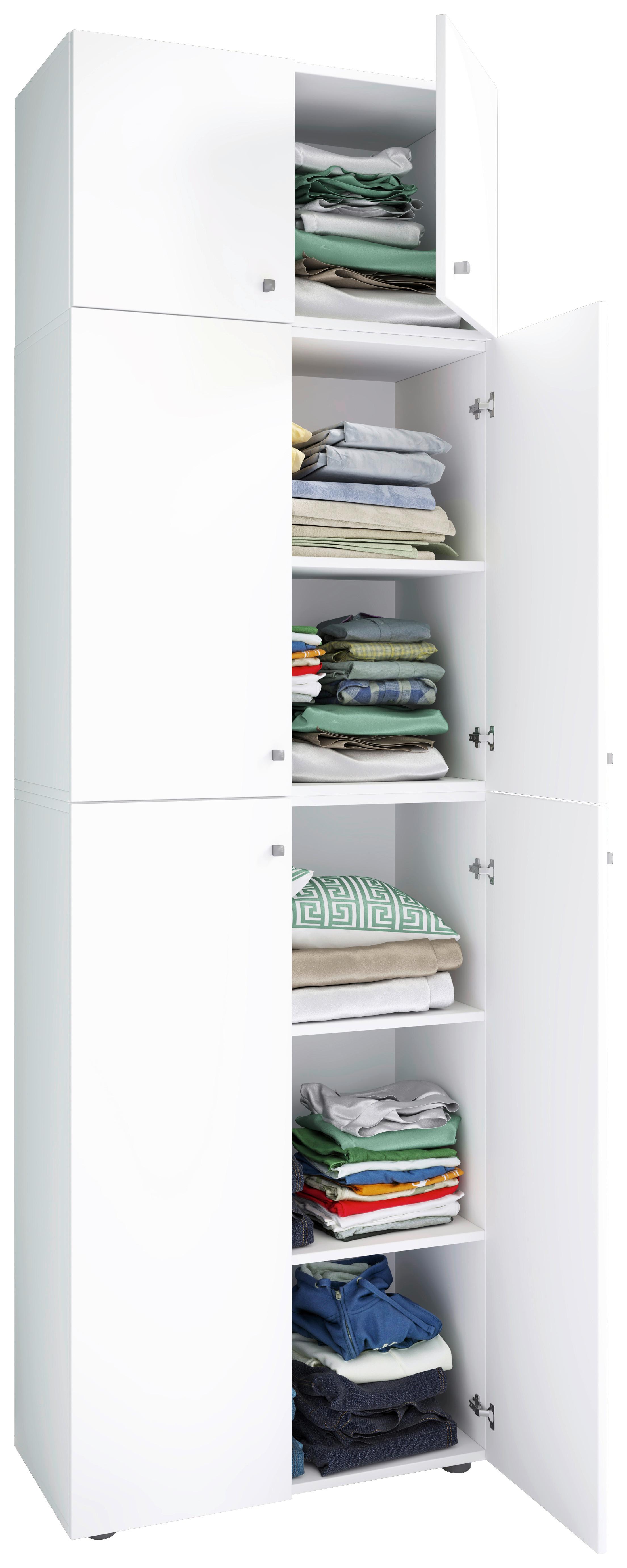 Omara Za Oblačila Lona Xxl, Bela - siva/bela, Moderno, umetna masa/leseni material (70/223/39cm) - MID.YOU