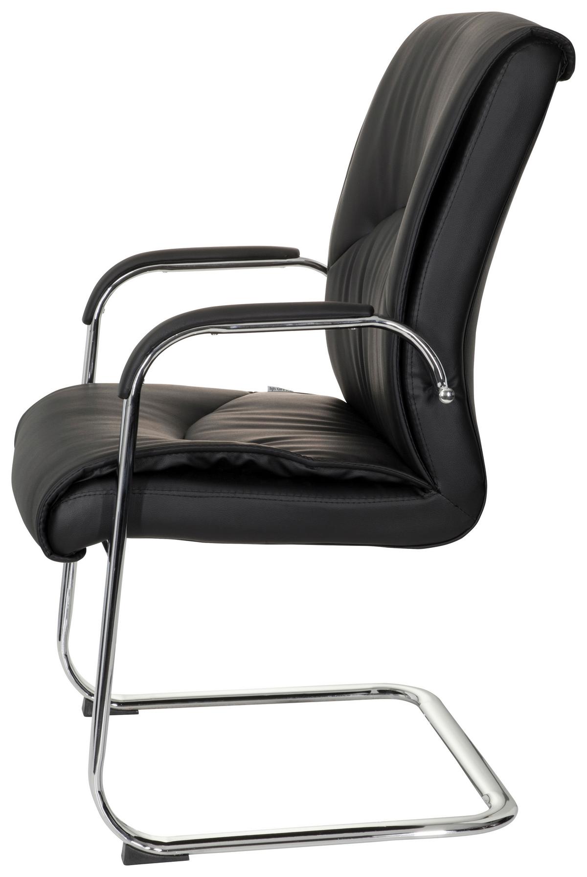 Konferenčni Stol Sovrano V, Črna - barve kroma/črna, Moderno, kovina/tekstil (58/108/71cm) - MID.YOU