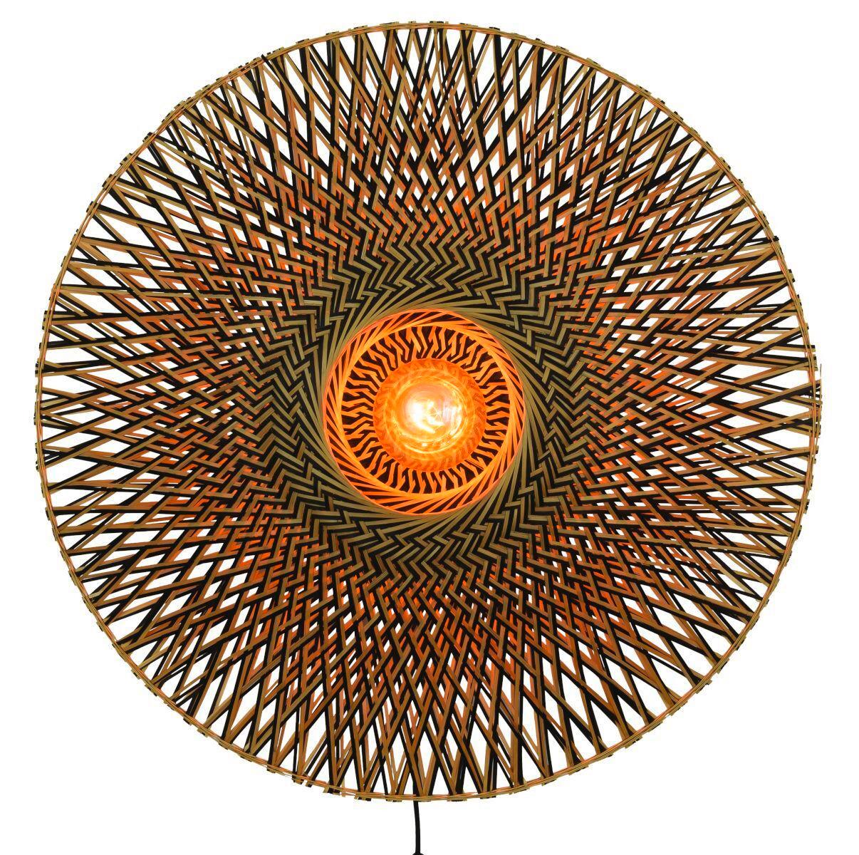 Wandleuchte Bali in Schwarz/Braun max. 40 Watt - Hellbraun/Schwarz, Natur, Naturmaterialien/Metall (87/20cm) - Good & Mojo