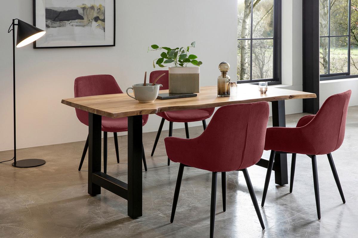 Set Naslanjačev Cord, Barva Gozdnih Sadežev, 2-Delni - črna/barve gozdnih sadežev, Moderno, kovina/tekstil (64/86/59cm) - Livetastic