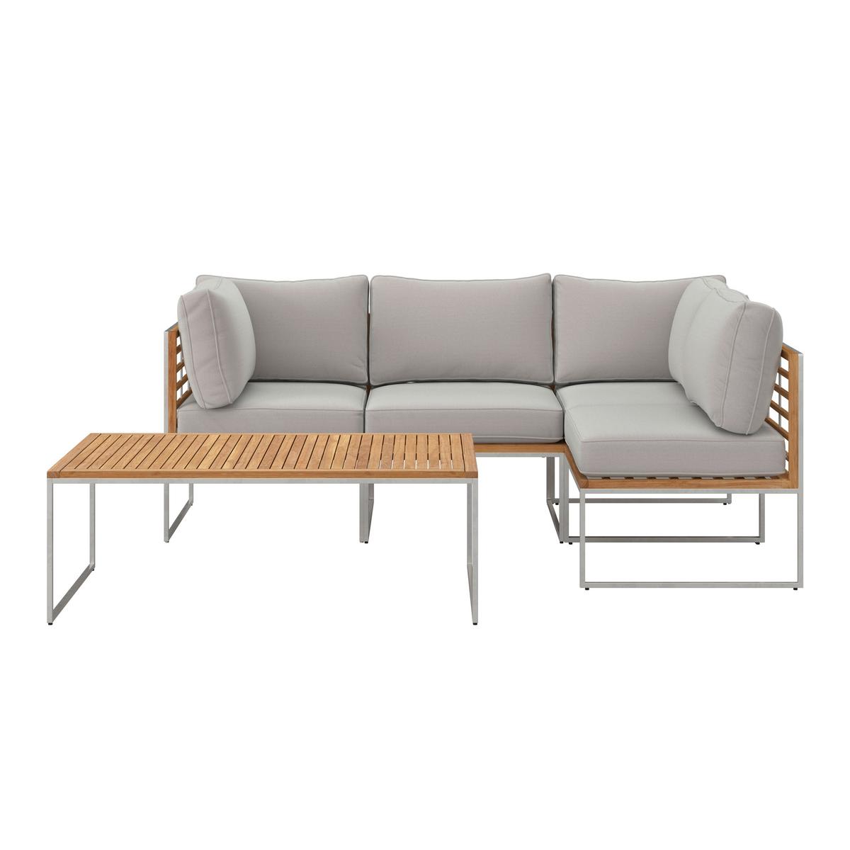 KOMPLET MEBLI TARASOWYCH TEAKLINE - beżowy/kolor stalowy, Modern, metal/tkanina - Ambia Garden