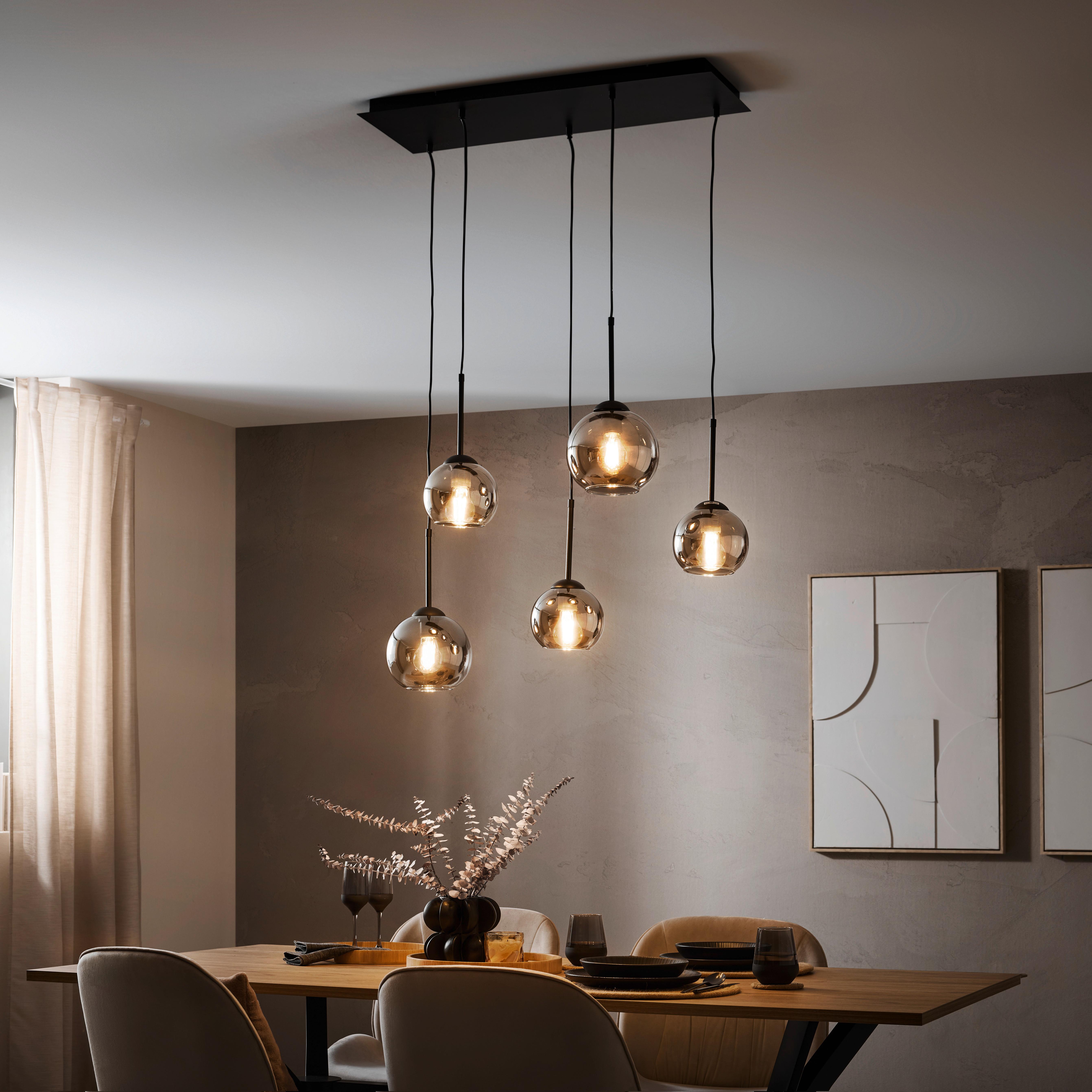 Hängeleuchte Lufoo in Schwarz/Chrom max. 40 Watt - Chromfarben/Schwarz, MODERN, Glas/Metall (75/25/120cm) - Premium Living