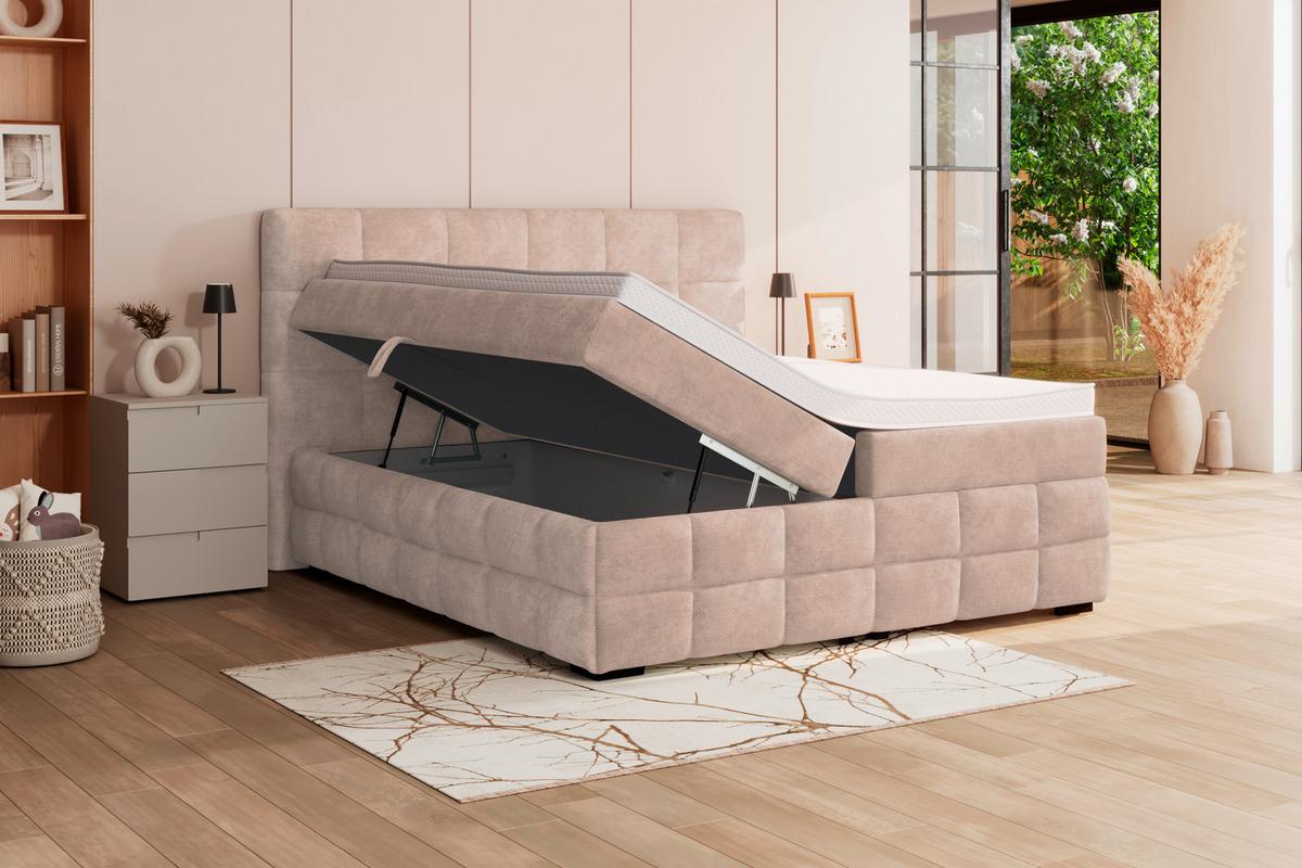 PAT BOX VEGA - bej/verde, Trend, lemn/textil (200/200cm) - Modern Living