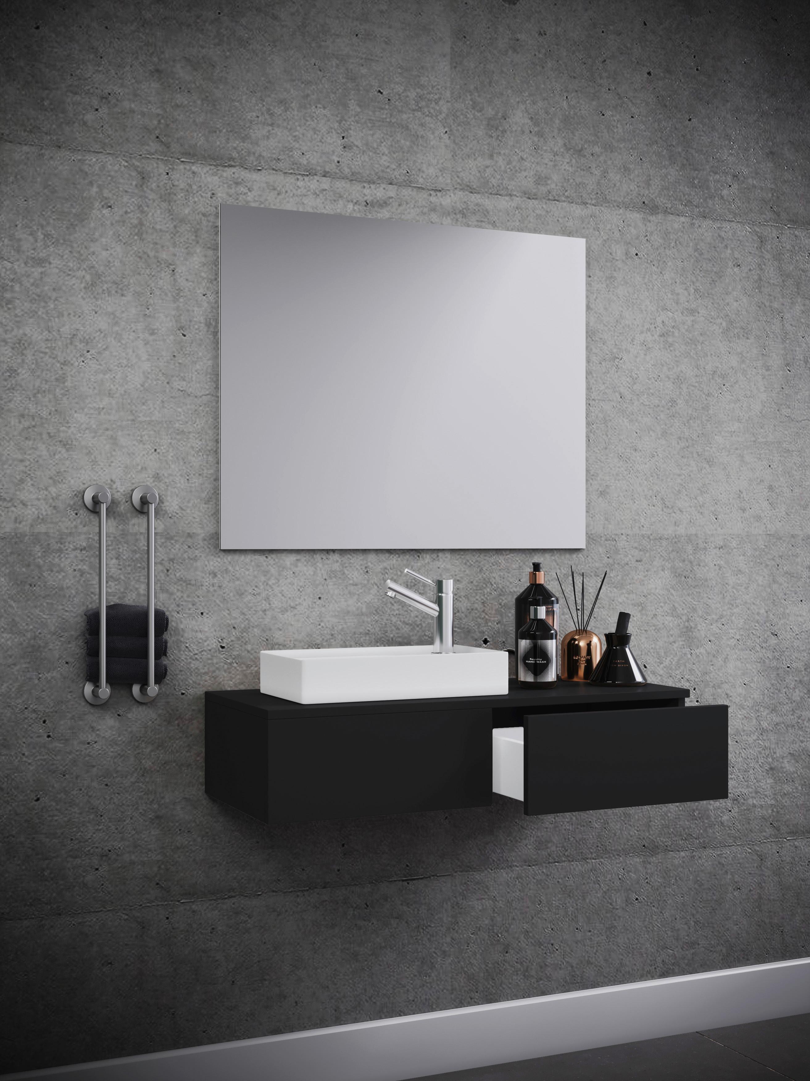 Kopalnica Gudas, Črna - črna/bela, Moderno, leseni material/keramika (85cm) - MID.YOU