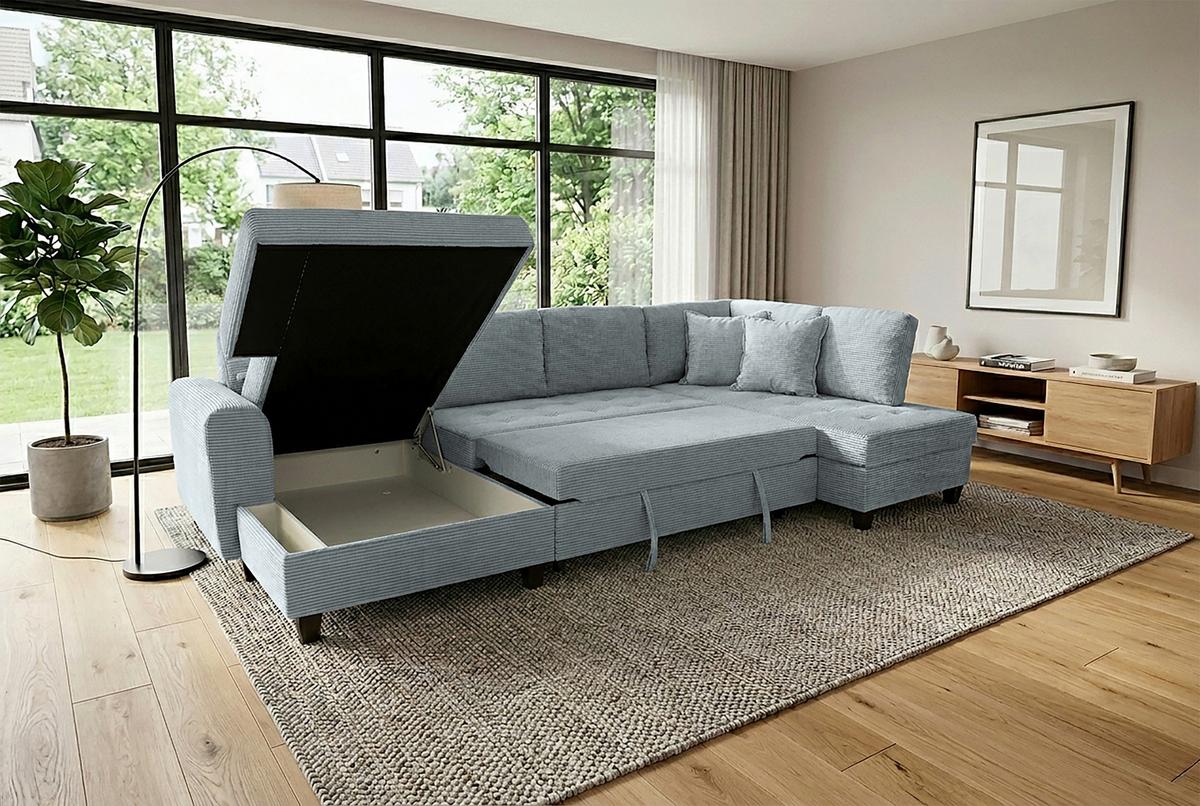 Kutna Garnitura Moritz - sivo-zelena, Trend, tekstil (155/324/178cm) - Modern Living