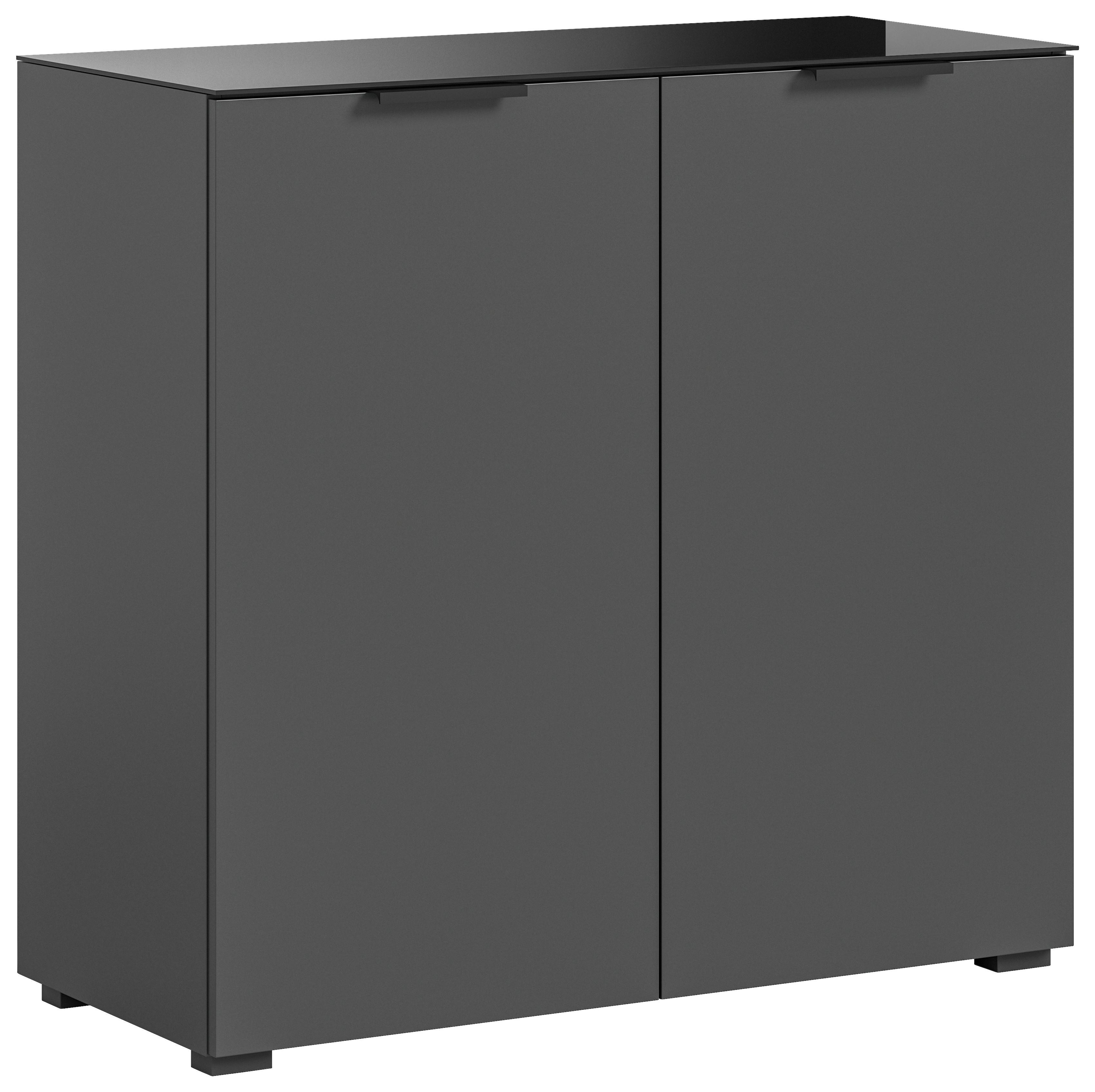 Kommode Ray ca. 90x86 cm Anthrazit - Anthrazit, Design, Glas/Holzwerkstoff (90/86/40cm) - Livetastic