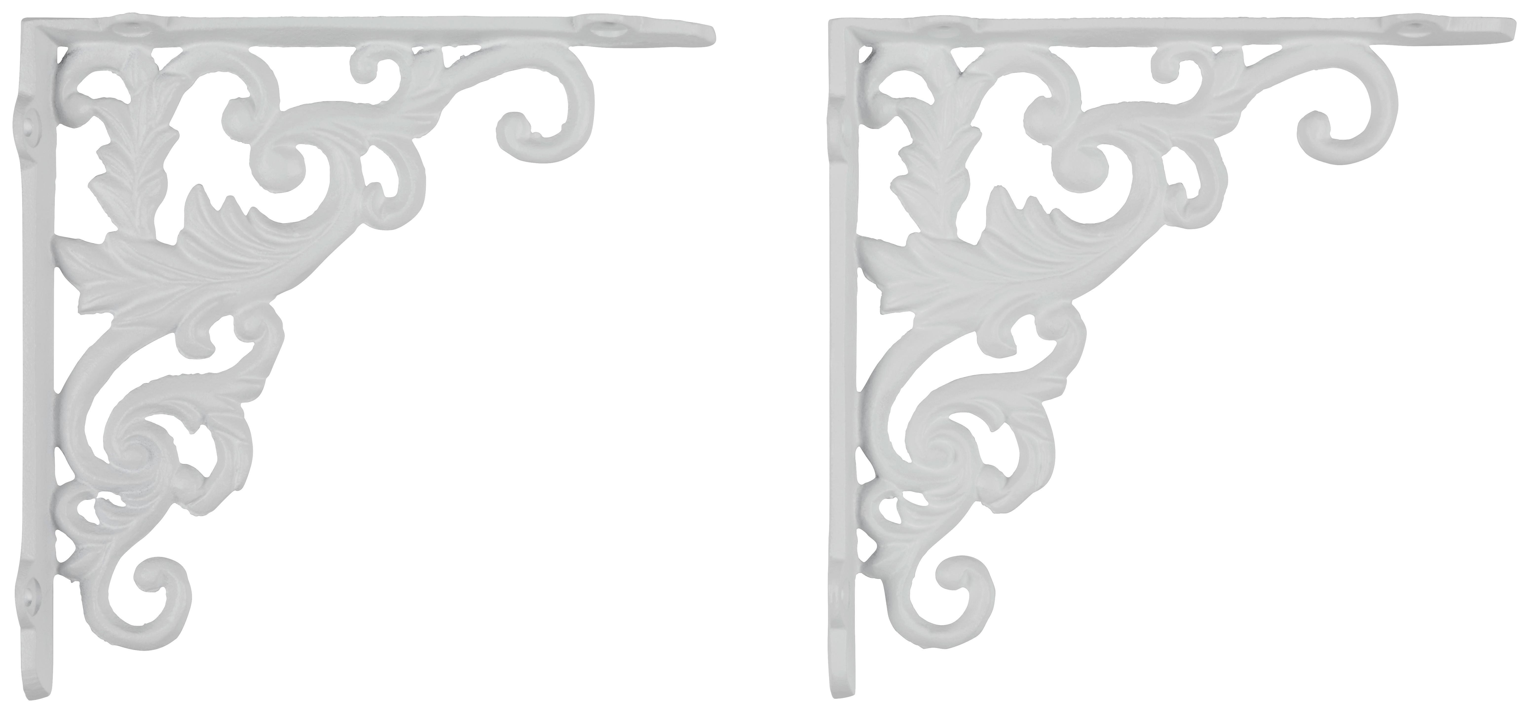 Wandhalter aus Eisen in Weiss, 2er Set - Weiss, Romantik / Landhaus, Metall (18,3/3,2/18,3cm) - Mömax