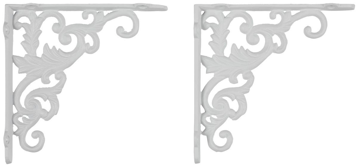 Wandhalter aus Eisen in Weiß, 2er Set - Weiß, ROMANTIK / LANDHAUS, Metall (18,3/3,2/18,3cm) - Mömax