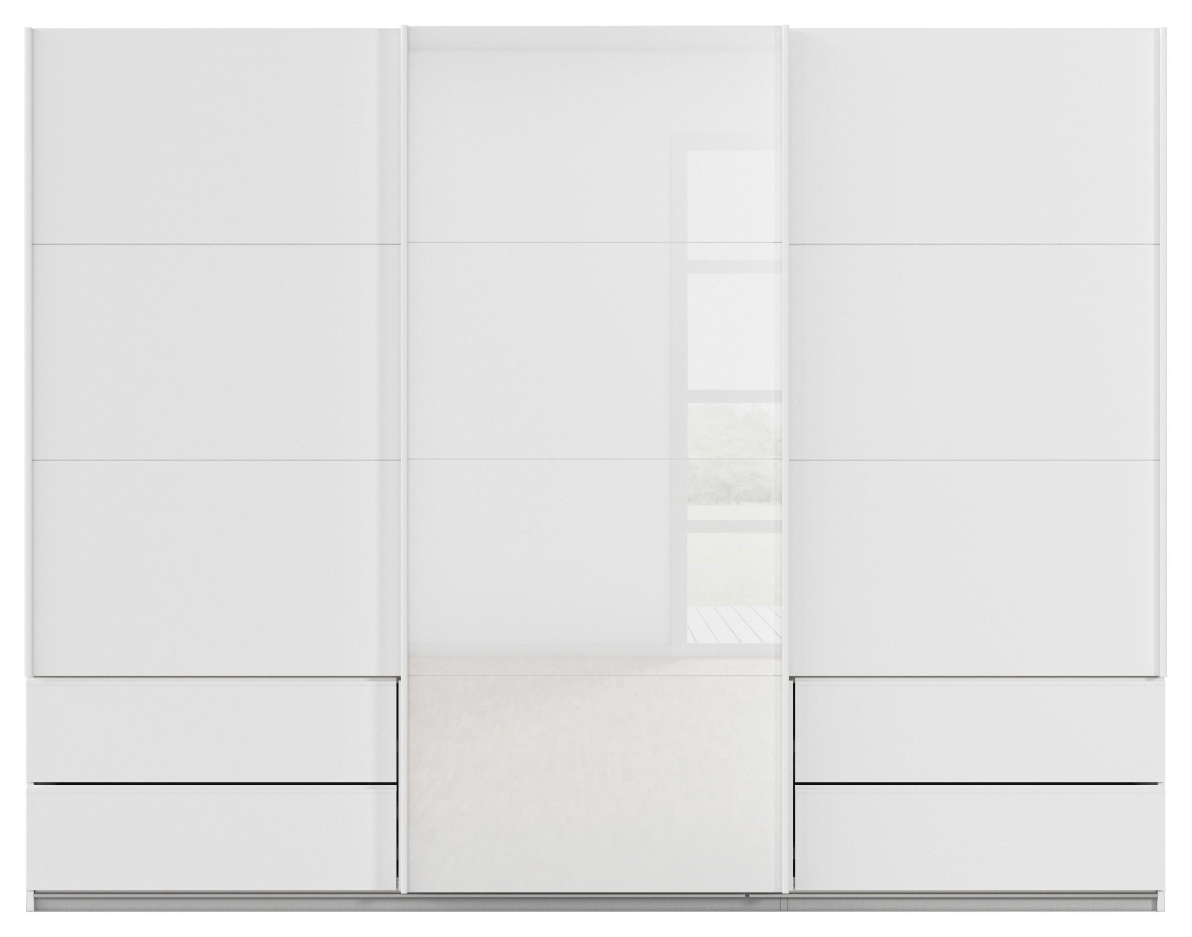 Schwebetürenschrank Elara in Alpinweiß/Weißglas - Weiss, Konventionell, Holzwerkstoff (271/210/62cm) - Premium Living