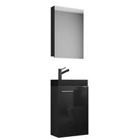 GÄSTEBAD SLITO BL - Silberfarben/Schwarz, Modern, Glas/Keramik (41cm) - MID.YOU