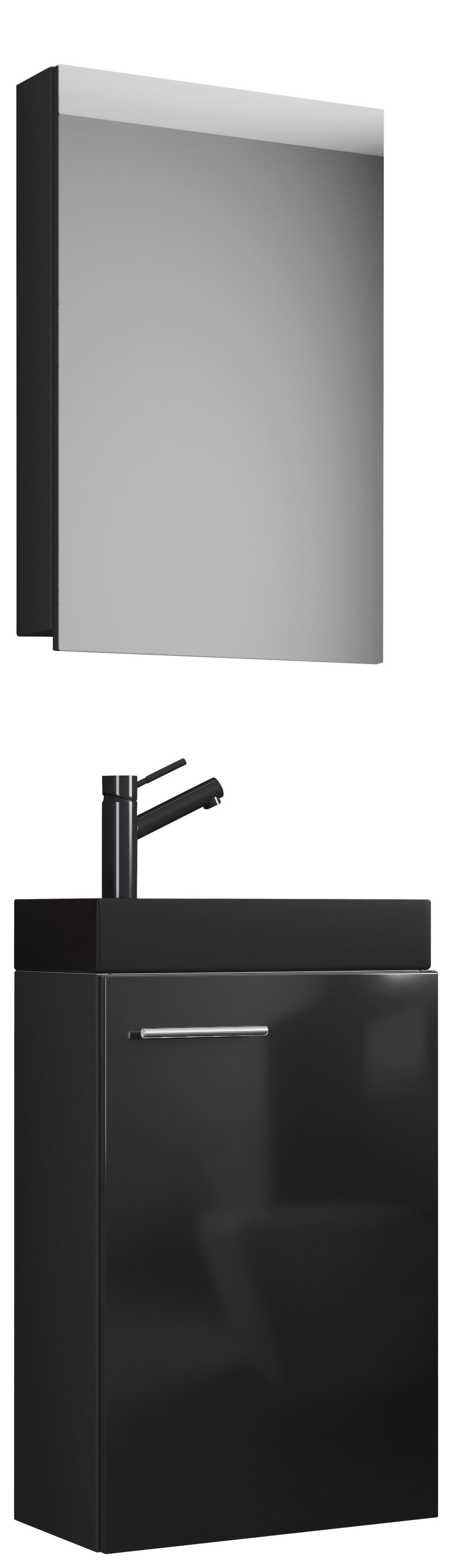 GÄSTEBAD SLITO BL - Silberfarben/Schwarz, Modern, Glas/Keramik (41cm) - MID.YOU