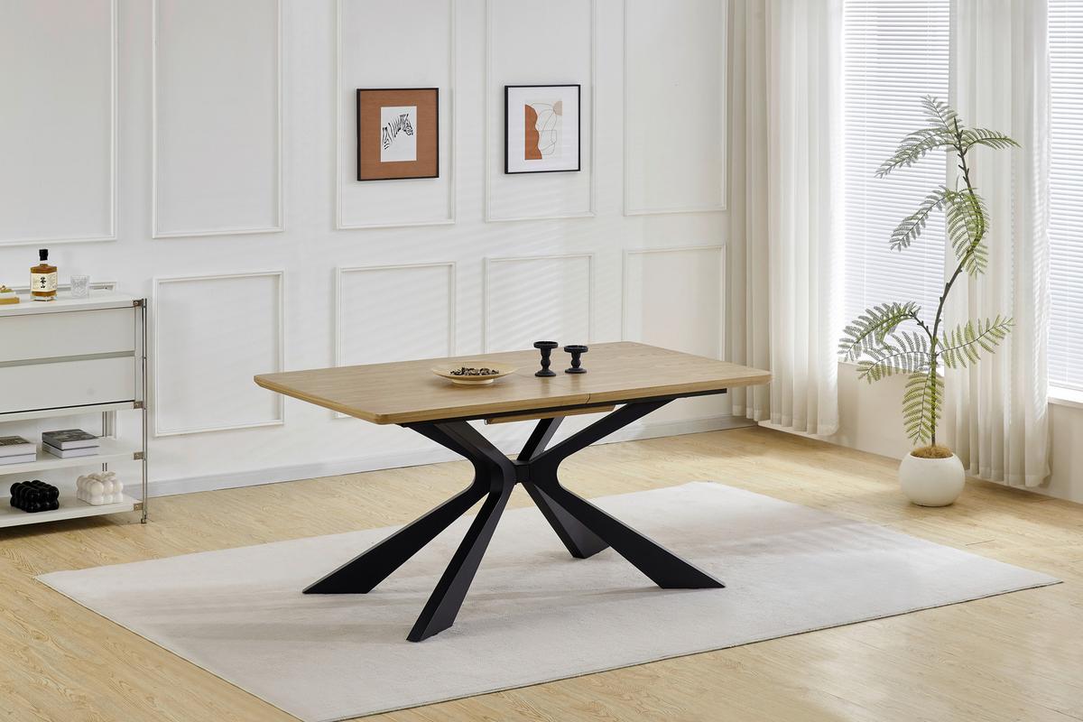 Raztegljiva Miza Lulea, Barva Hrasta, Črna, 160-210x90 - črna/barve hrasta, Moderno, kovina/leseni material (160-210/90/76cm) - P & B