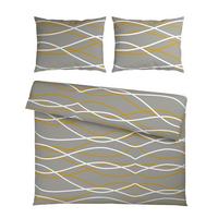 Bettwäsche Welle XXL Grau/Goldfarben ca. 200x220cm - Goldfarben/Grau, MODERN, Textil (200/220cm) - Mömax
