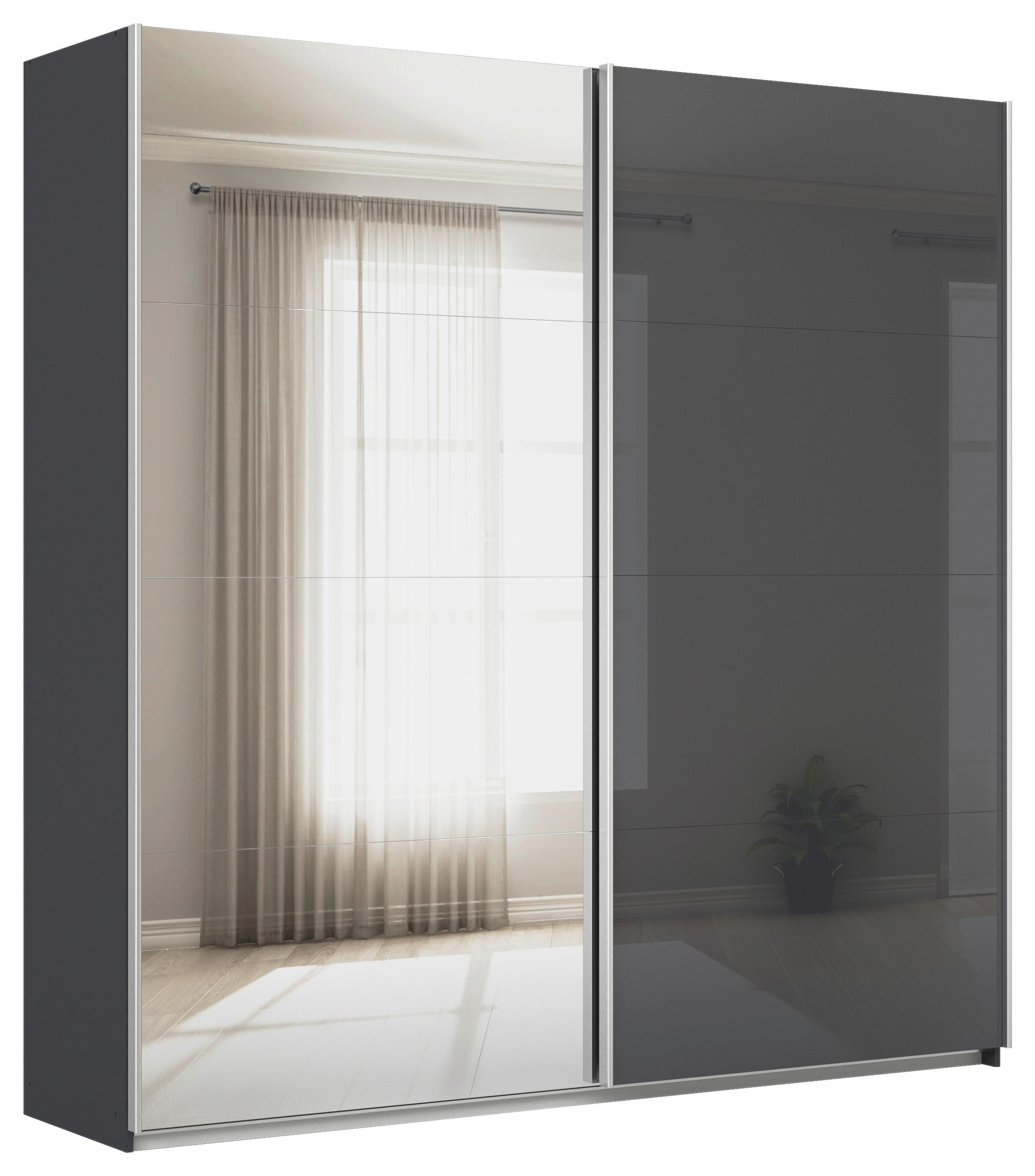 Ormar S Kliznim Vratima Feldkirch - srebrne boje/antracit visoki sjaj, Moderno, staklo/drvni materijal (225/229/62cm) - Modern Living