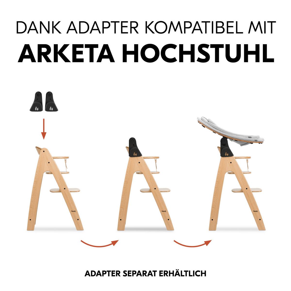 LEŻAK DO WYSOKIEGO KRZESŁA HIGHCHAIR BOUNCER ECO - kolor bukowy/jasnoszary, Basics, drewno/tkanina (50/40/66cm) - Hauck