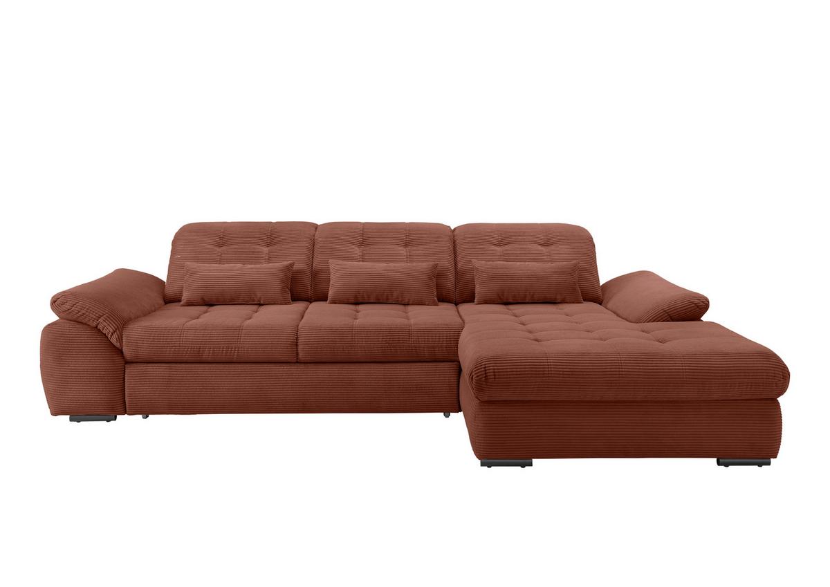 Ecksofa mit Bettkasten Rigatti ca. 314x184 cm Koralle - Koralle/Schwarz, MODERN, Textil/Metall (314/184cm) - Livetastic