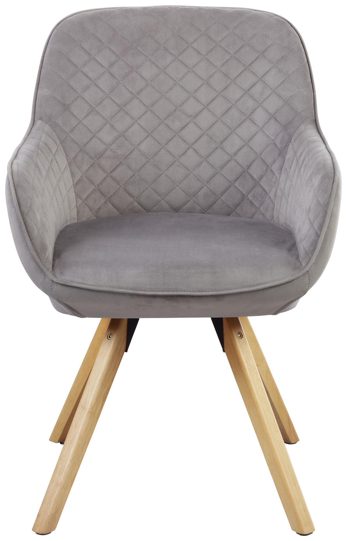 Armlehnstuhl Bago in Grau Samtbezug drehbar - Naturfarben/Grau, Modern, Holz/Textil (58/85/57cm) - Mömax