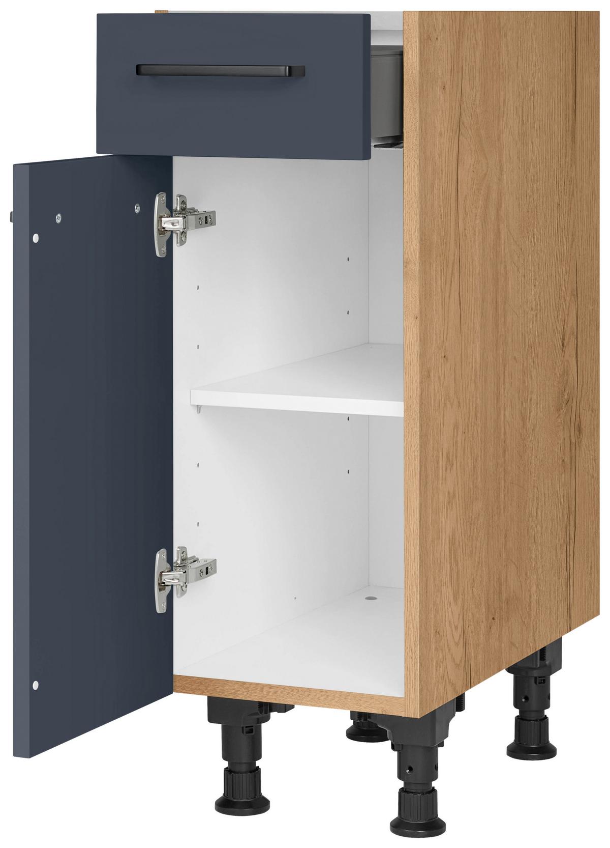 Schubkastenunterschrank Easytouch Blau - Blau/Eichefarben, MODERN, Holzwerkstoff/Metall (30/87/56cm) - Nobilia