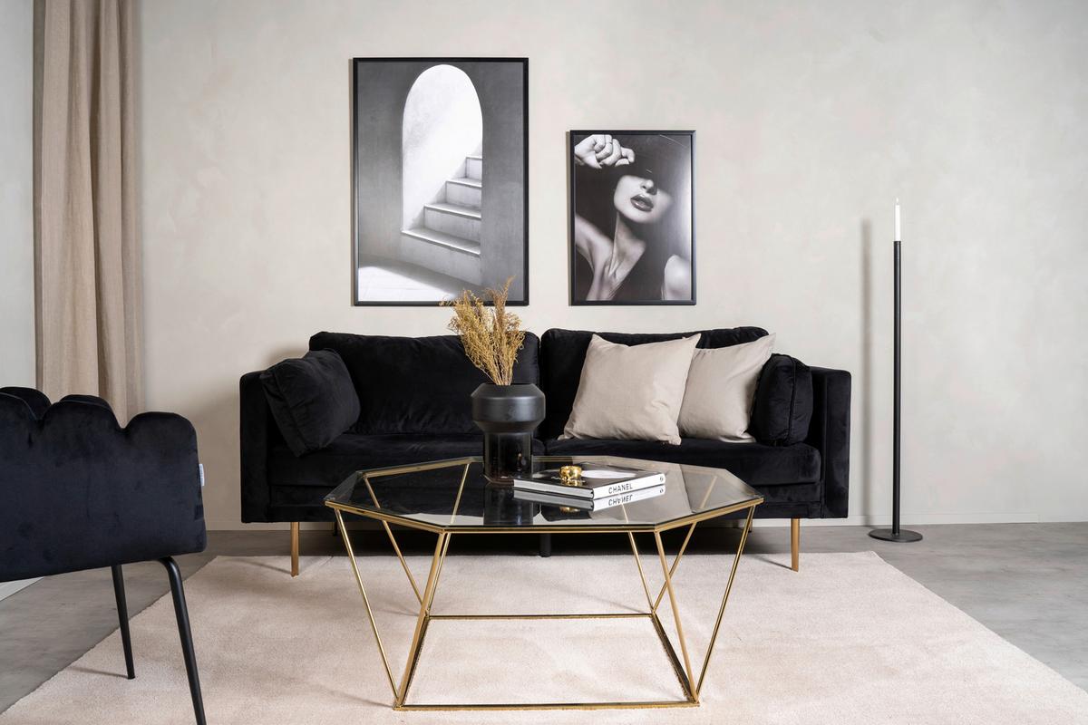 Couchtisch Österlen Goldfarben/Klar - Klar/Goldfarben, Design, Glas/Metall (100/100/45cm) - Livetastic