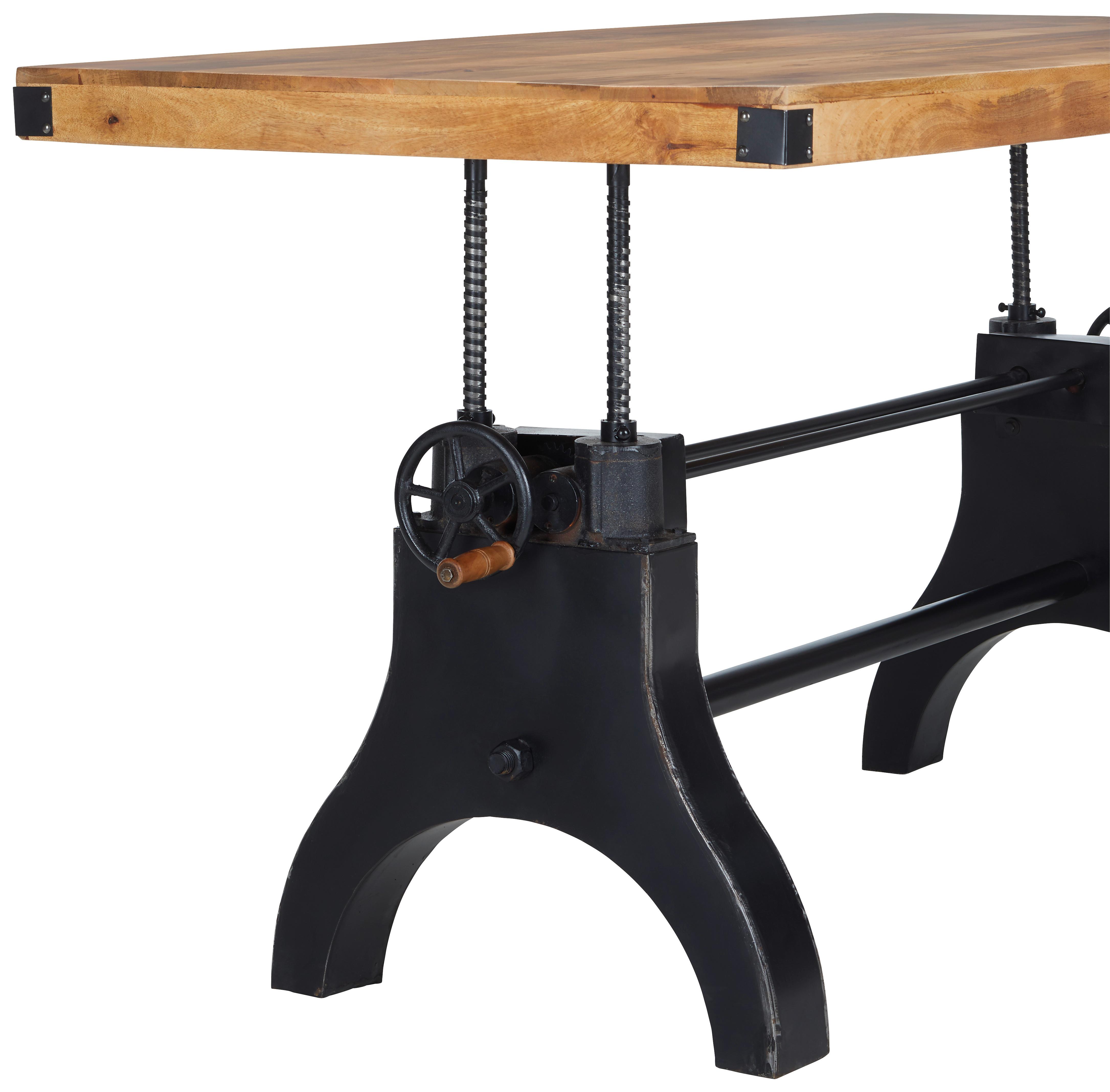 Esstisch Industrial Natur Mangoholz ca. 200x90x76cm - Schwarz/Naturfarben, LIFESTYLE, Holz/Metall (200/90/76cm) - Premium Living