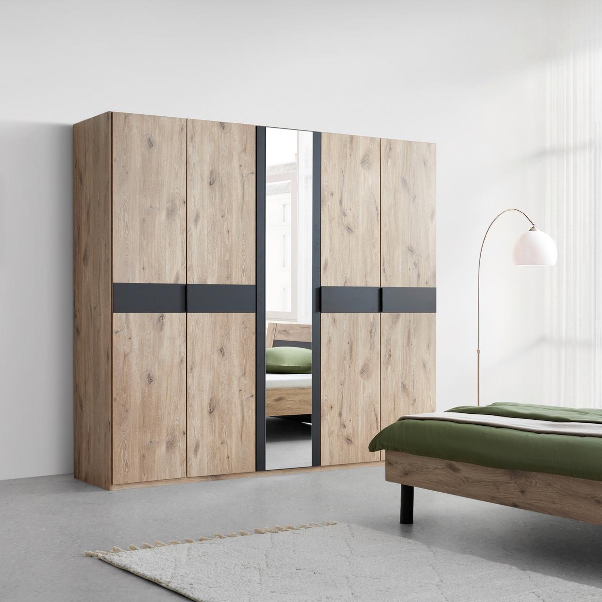 Drehtürenschrank Bergamo Graphit/Eichefarben - Eichefarben/Schwarz, Konventionell, Holzwerkstoff/Metall (225/208/58cm) - Based