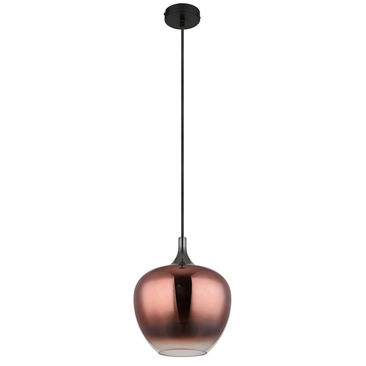 Függőlámpa 15548hg - fekete/rézvörös, Design, Üveg/fém (24/120cm) - Globo