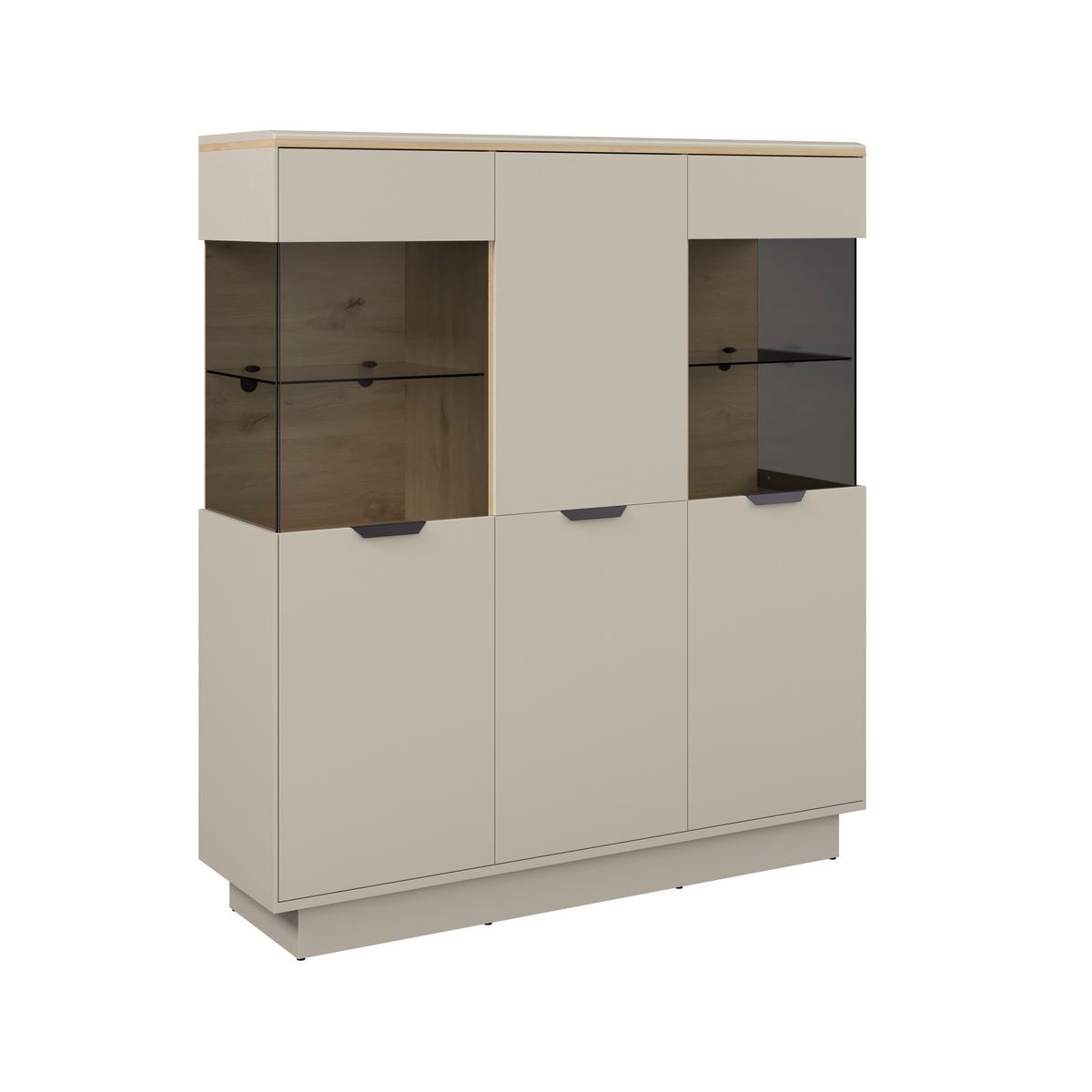 Vitrina Darius - kašmir/hrast Artisan, Trend, staklo/drvni materijal (132/148,3/37cm) - Modern Living