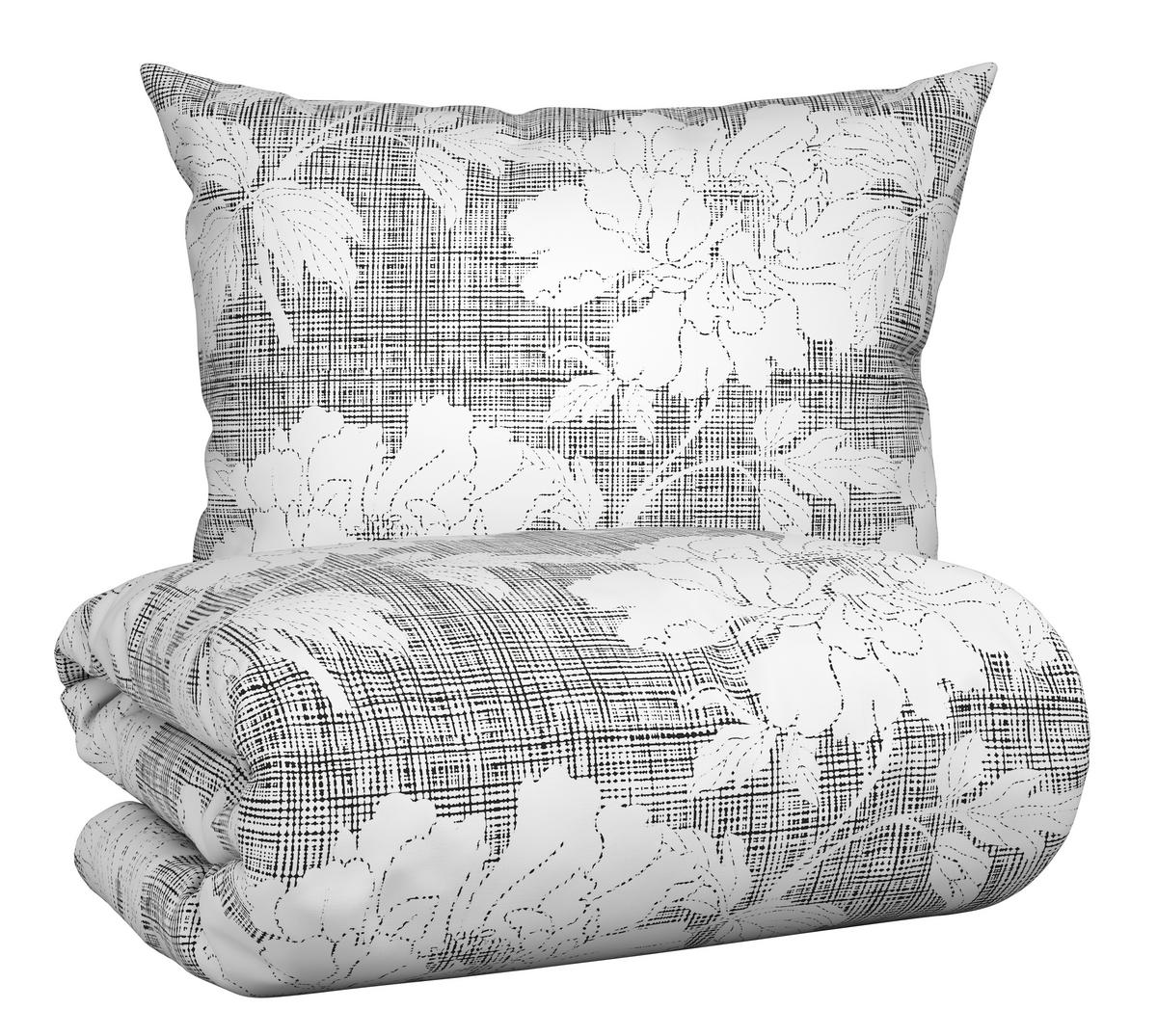 BETTWÄSCHESET GUNDI - Weiss/Schwarz, Romantik / Landhaus, Textil (160/210cm) - Mömax