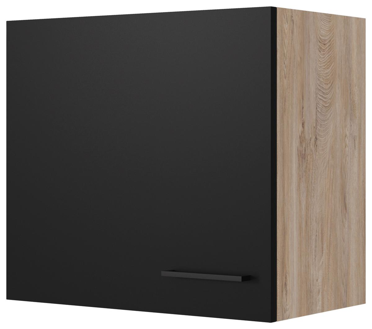Kuhinjska Zgornja Omarica Capri, Črna, Hrast - črna/barve hrasta, Konvencionalno, kovina/leseni material (60/54,8/32cm) - FlexWell
